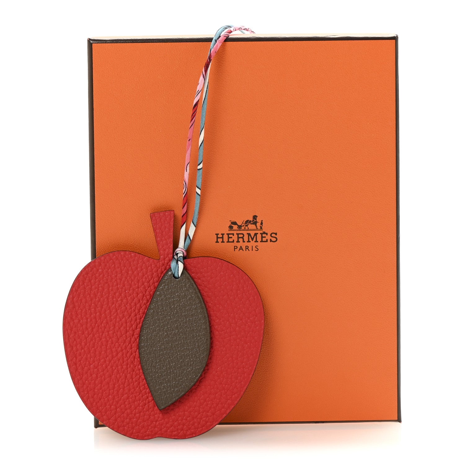Taurillon Clemence Chevre Mysore Silk Petit H Apple Leaf Bag Charm Rouge Bleu Multicolor