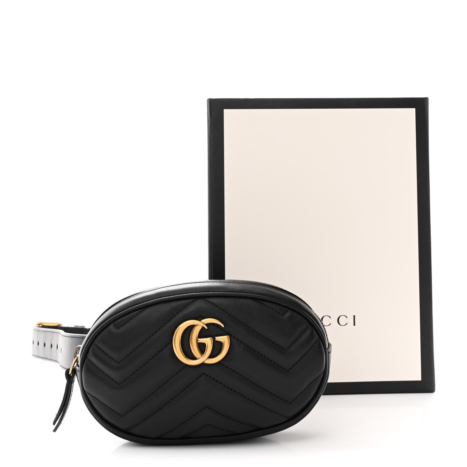 Calfskin Matelasse GG Marmont Belt Bag 75 30 Black