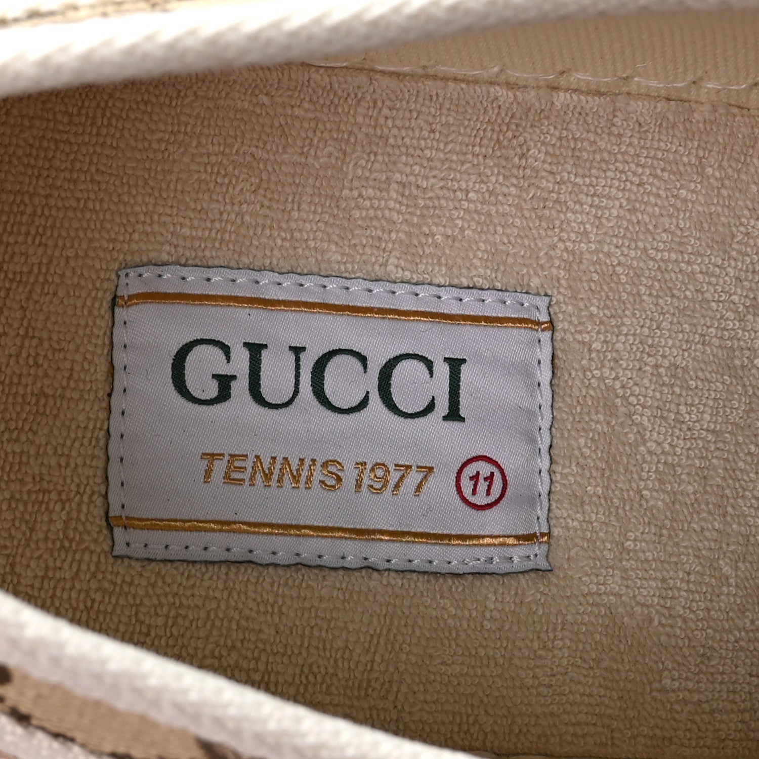 New Canvas GG Monogram Mens Tennis 1977 55mm Platform Sneakers 11 Beige Ebony Mystic White