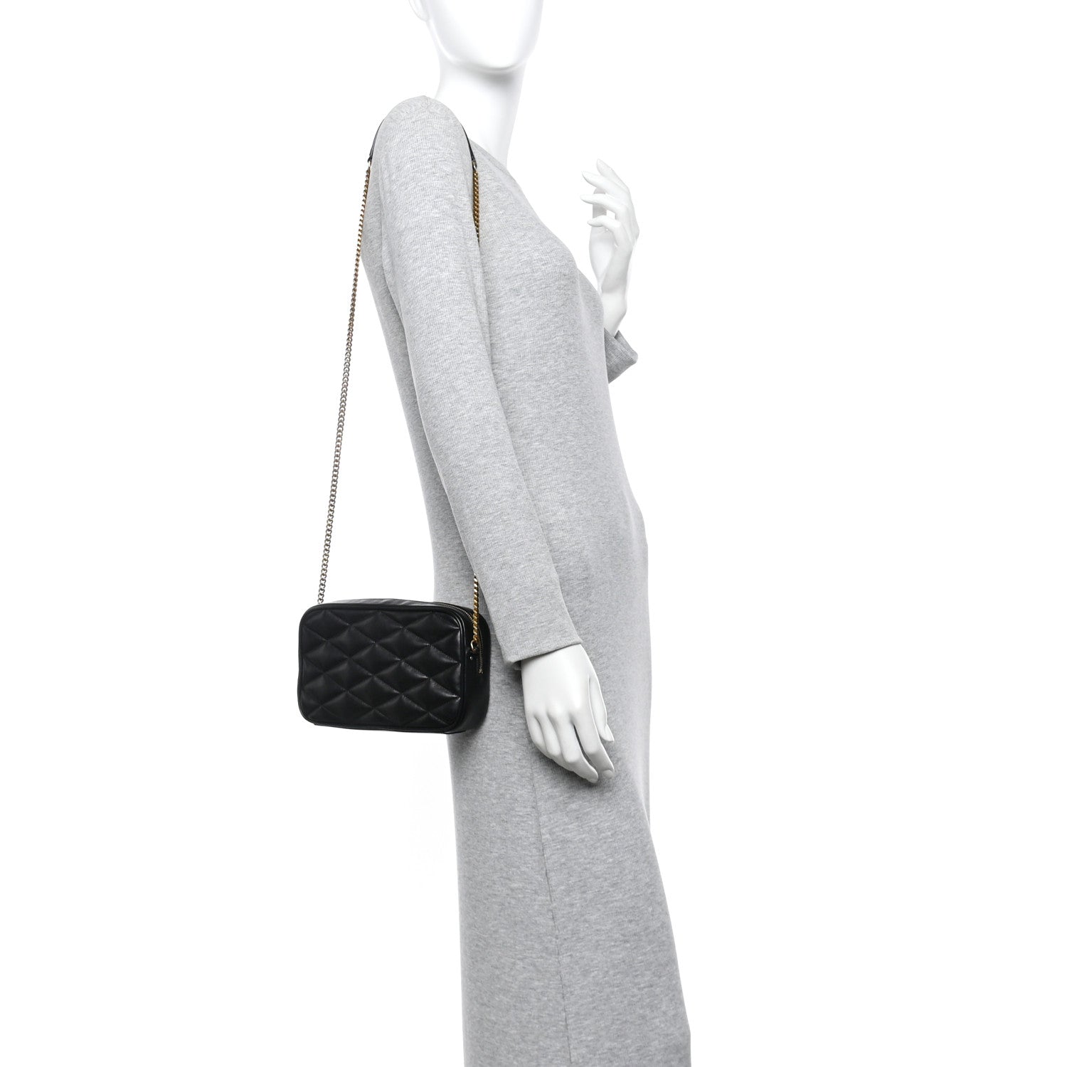 Lambskin Quilted Mini Camera Bag Black