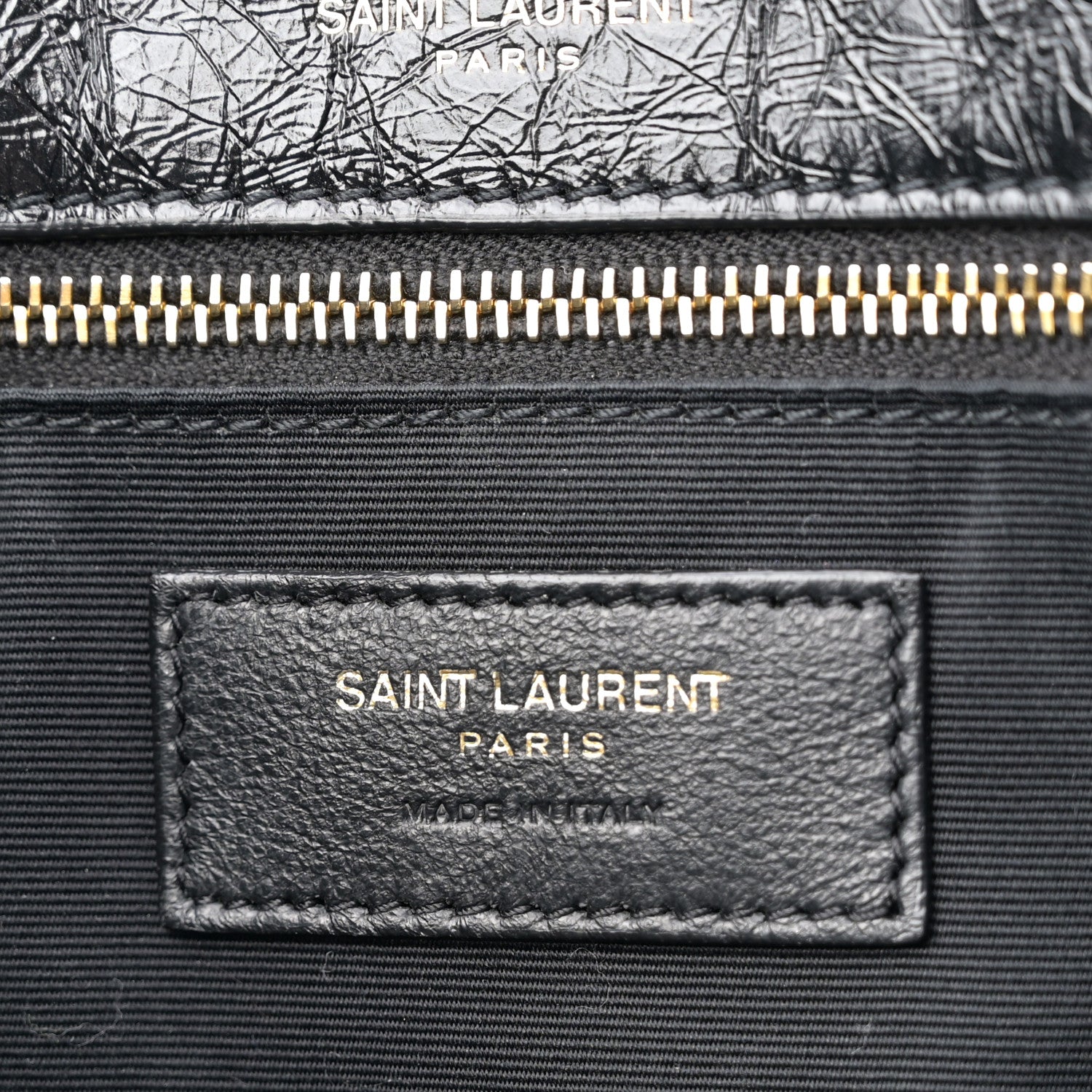 Crinkled Calfskin Matelasse Monogram Medium Niki Chain Satchel Black