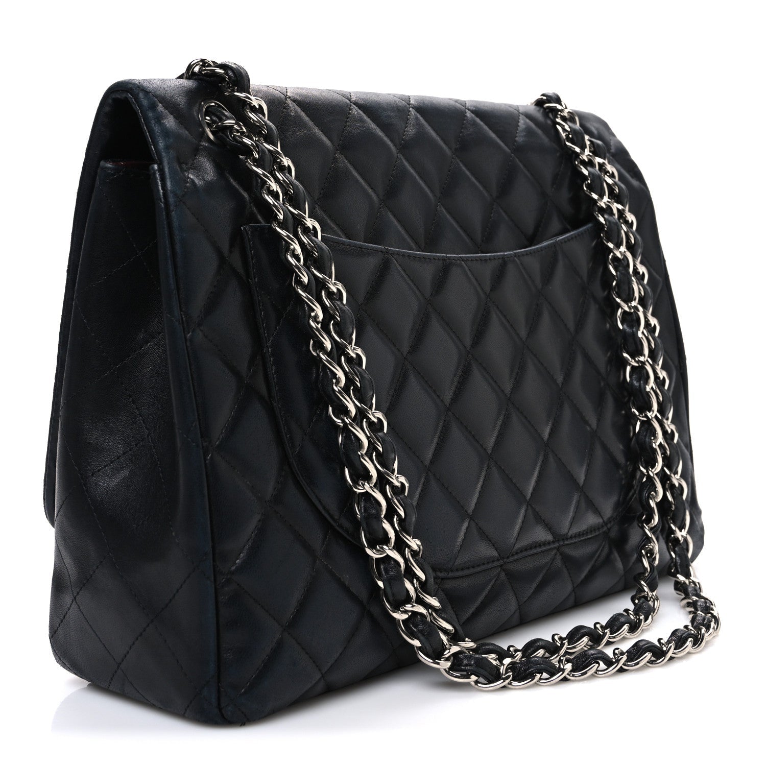 Lambskin Quilted Maxi Single Flap Black
