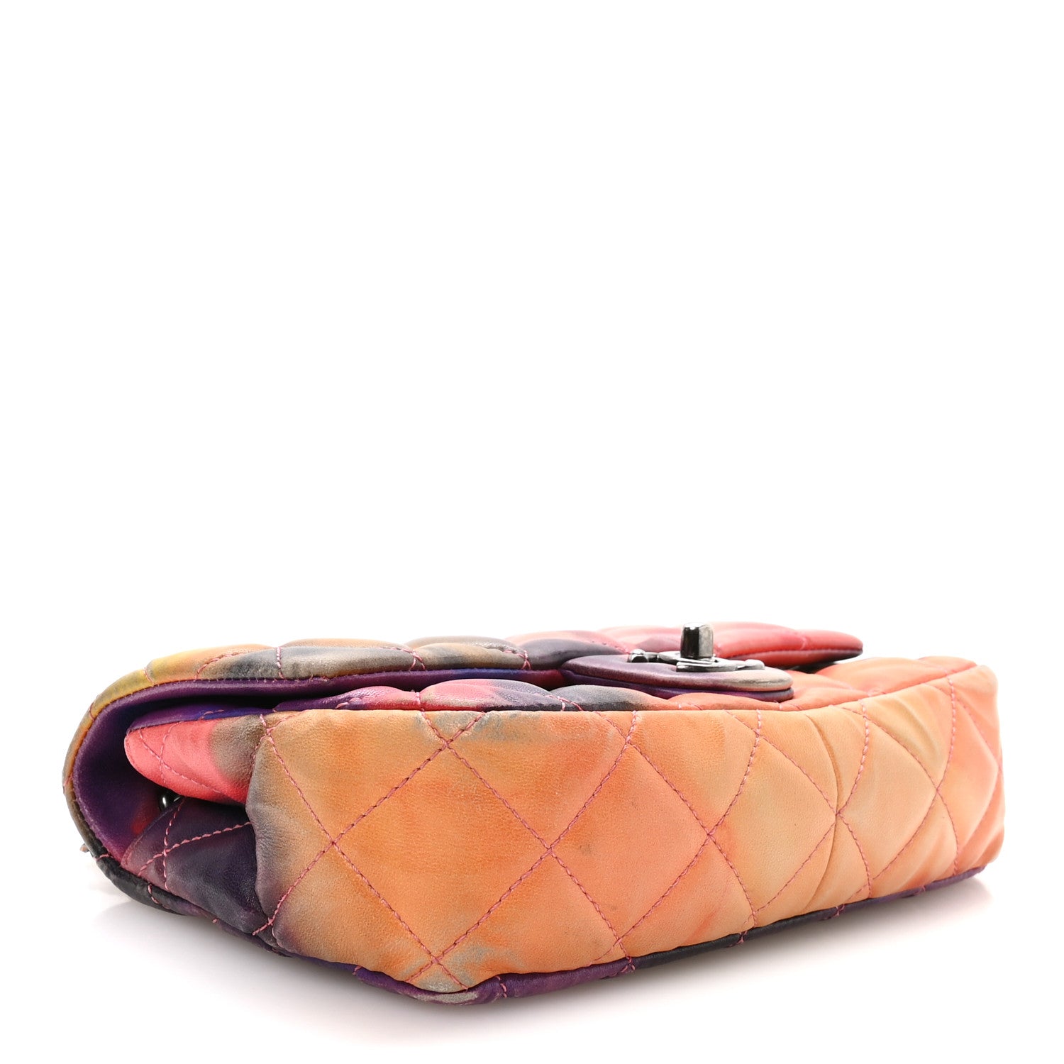 Printed Lambskin Quilted Small Flower Power Flap Ecru Orange Red Purple