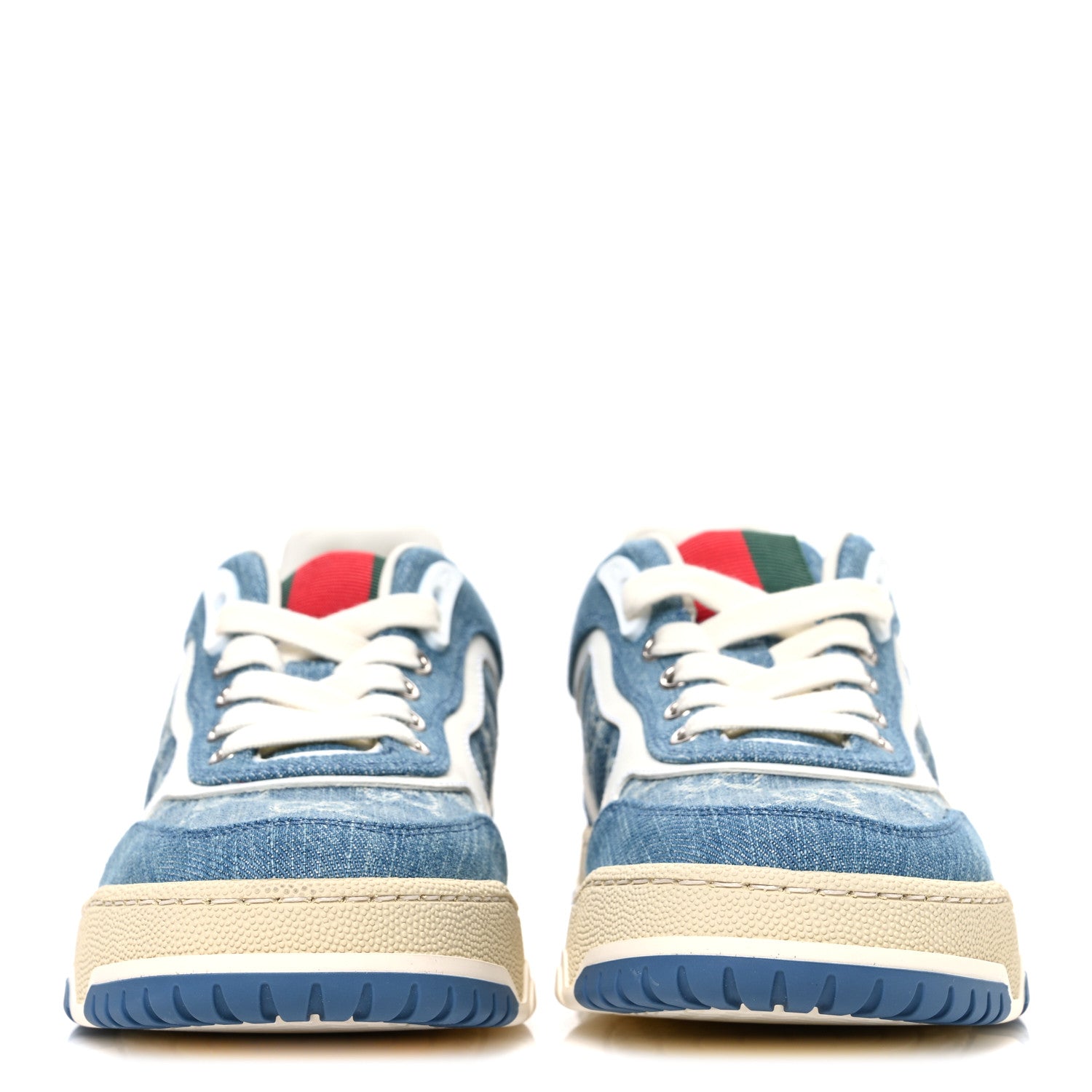 New Denim Delave GG Monogram Womens Re-Web Sneakers 36 Light Blue Royale