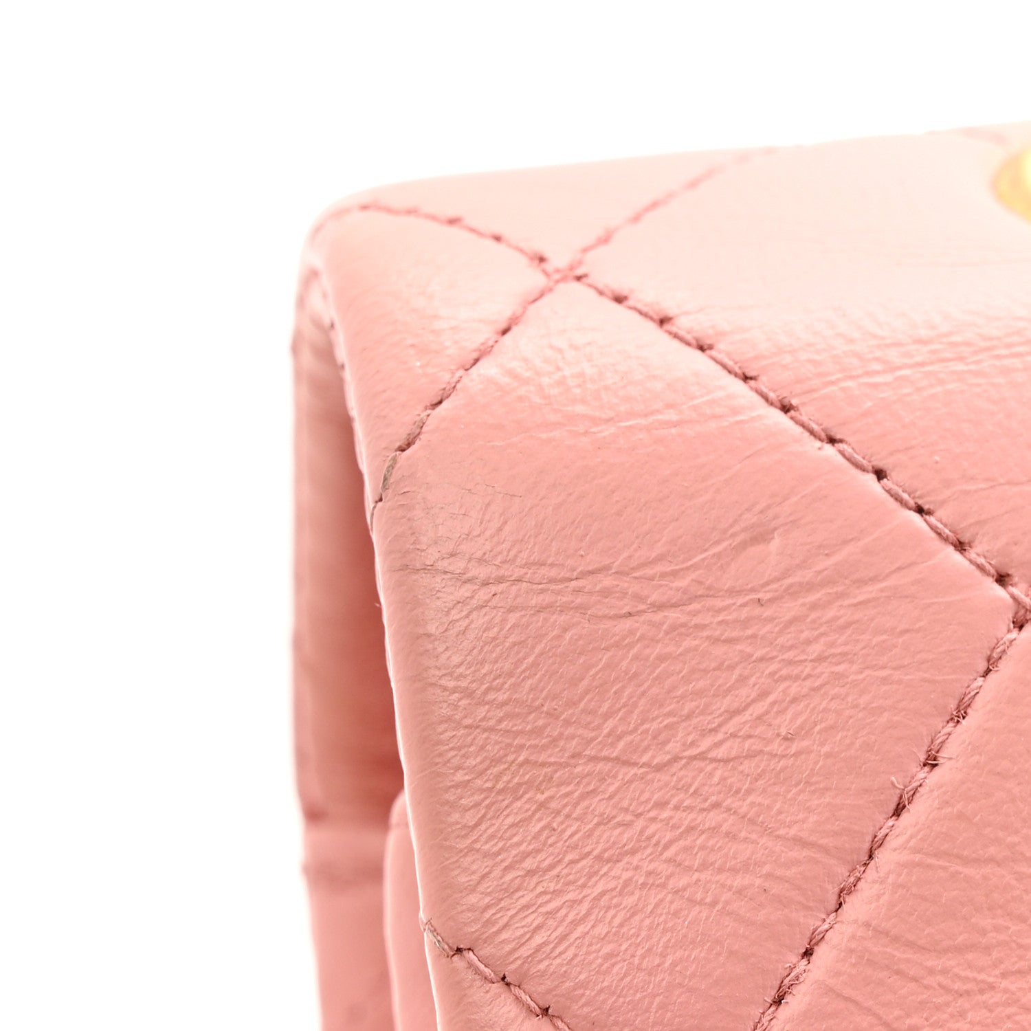 Lambskin Quilted Medium Double Flap Light Pink
