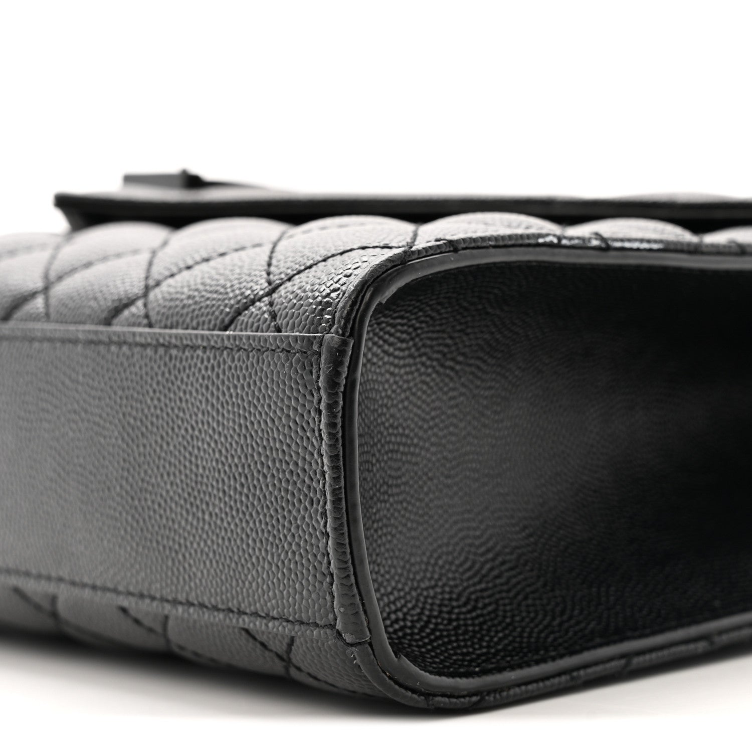 Grain De Poudre Textured Mixed Matelasse Triquilt Medium Monogram Monochrome Satchel Black