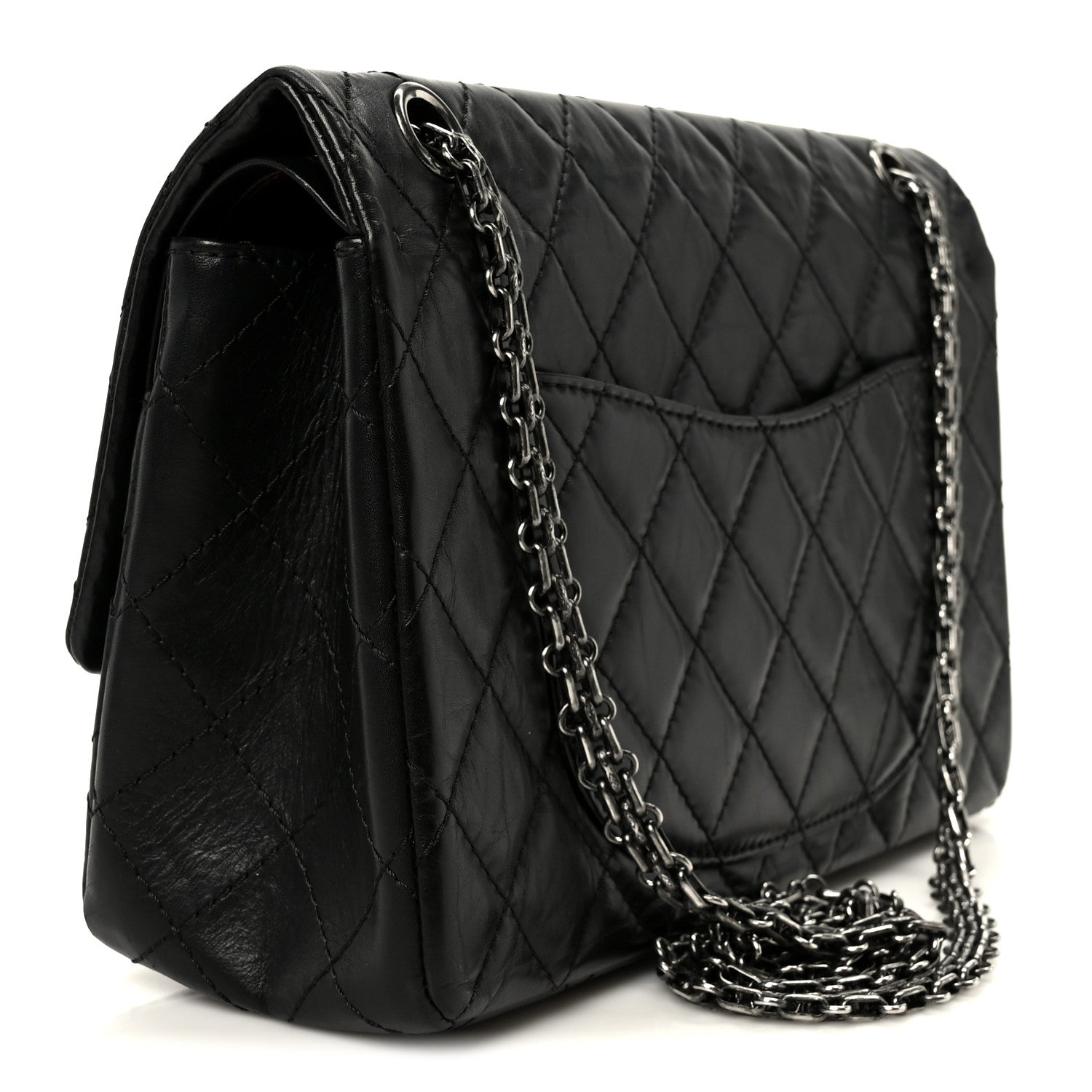 Aged Calfskin Quilted 2.55 Reissue 226 Flap Black