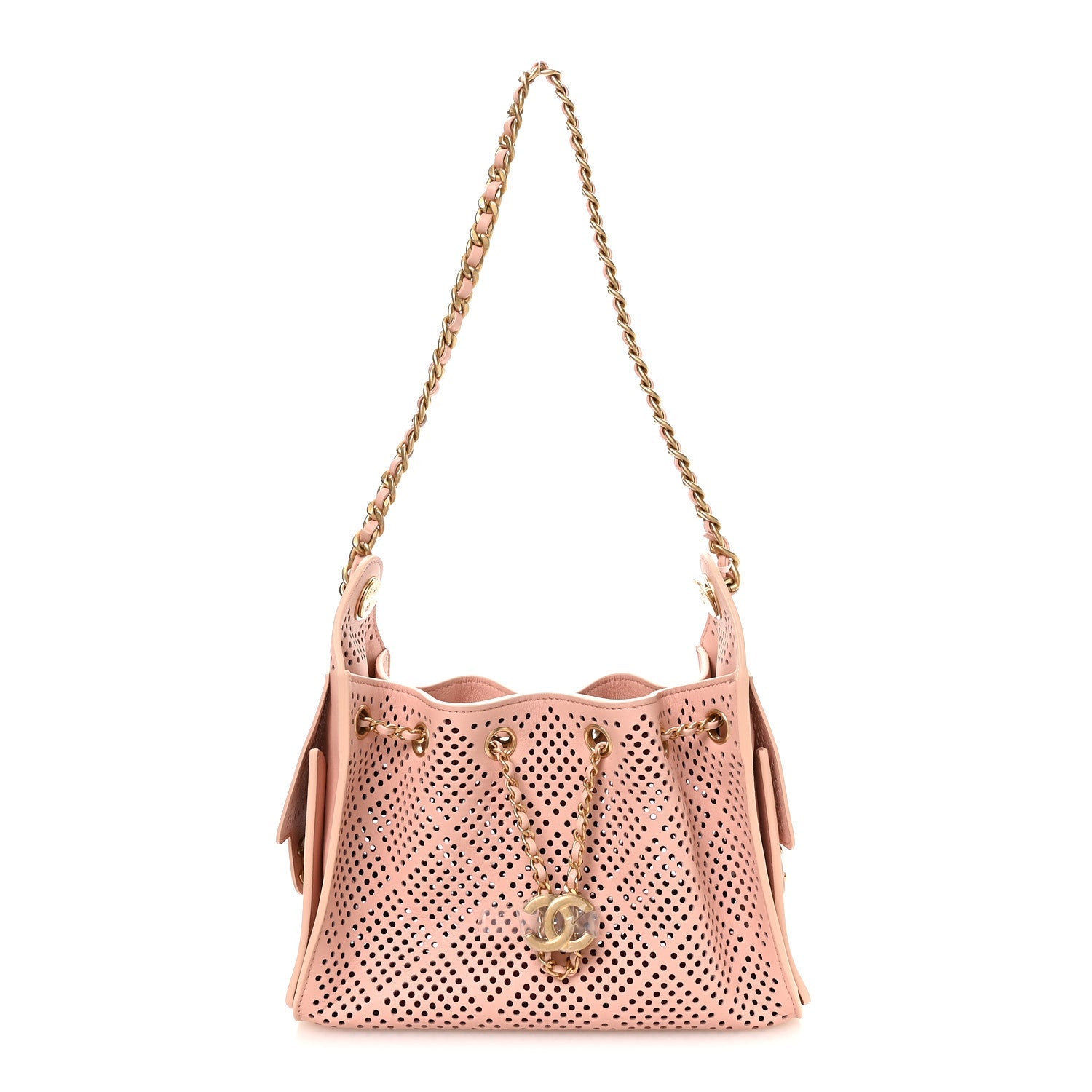 Perforated Calfskin Quilted Mini Chanel 25 Handbag Light Pink