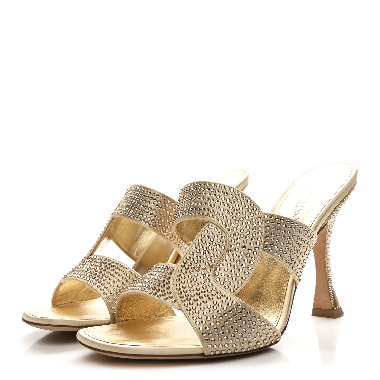 Satin Crystal Sparkle Mule 39 Gold