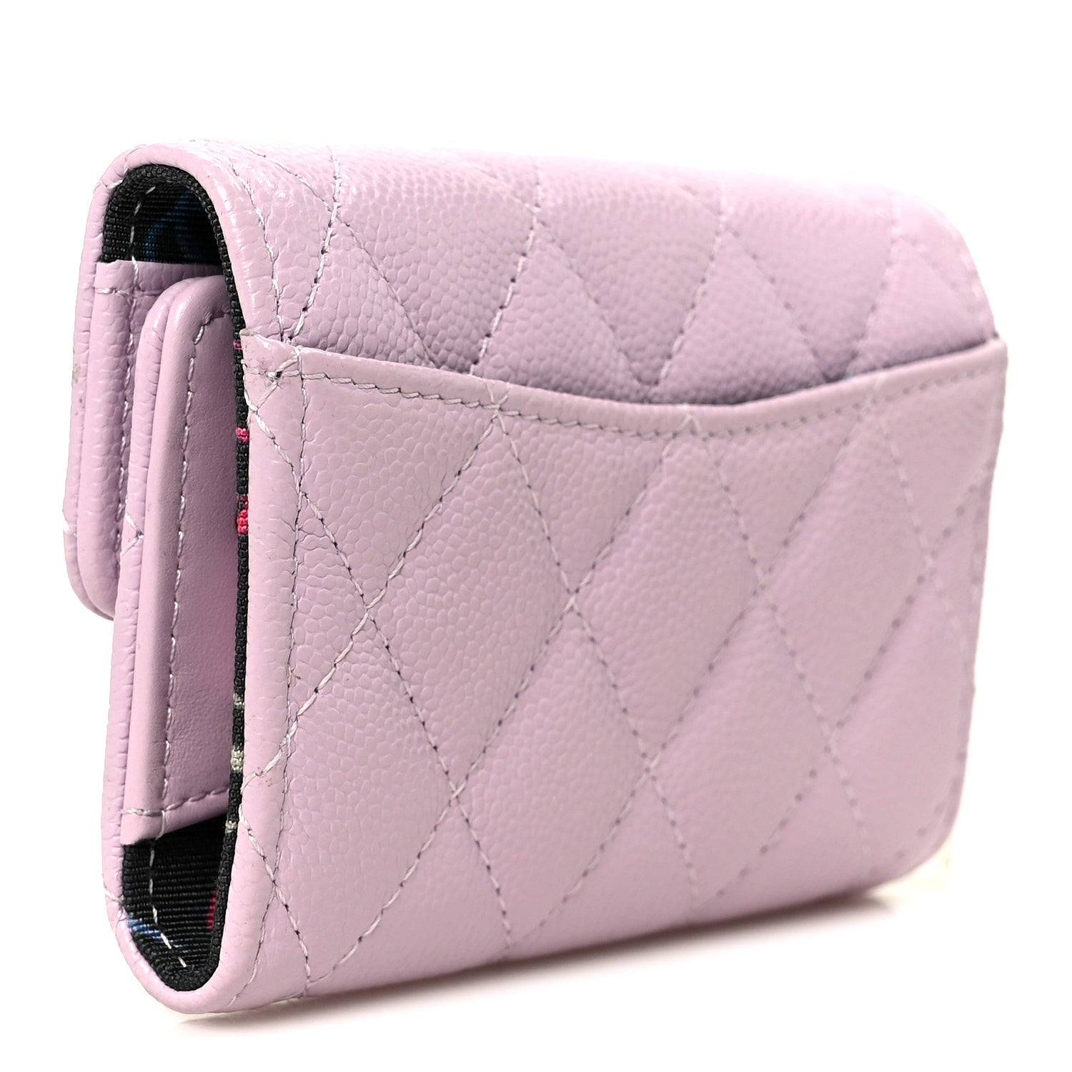 Caviar Quilted Classic 4 Key Holder Wallet Light Pink
