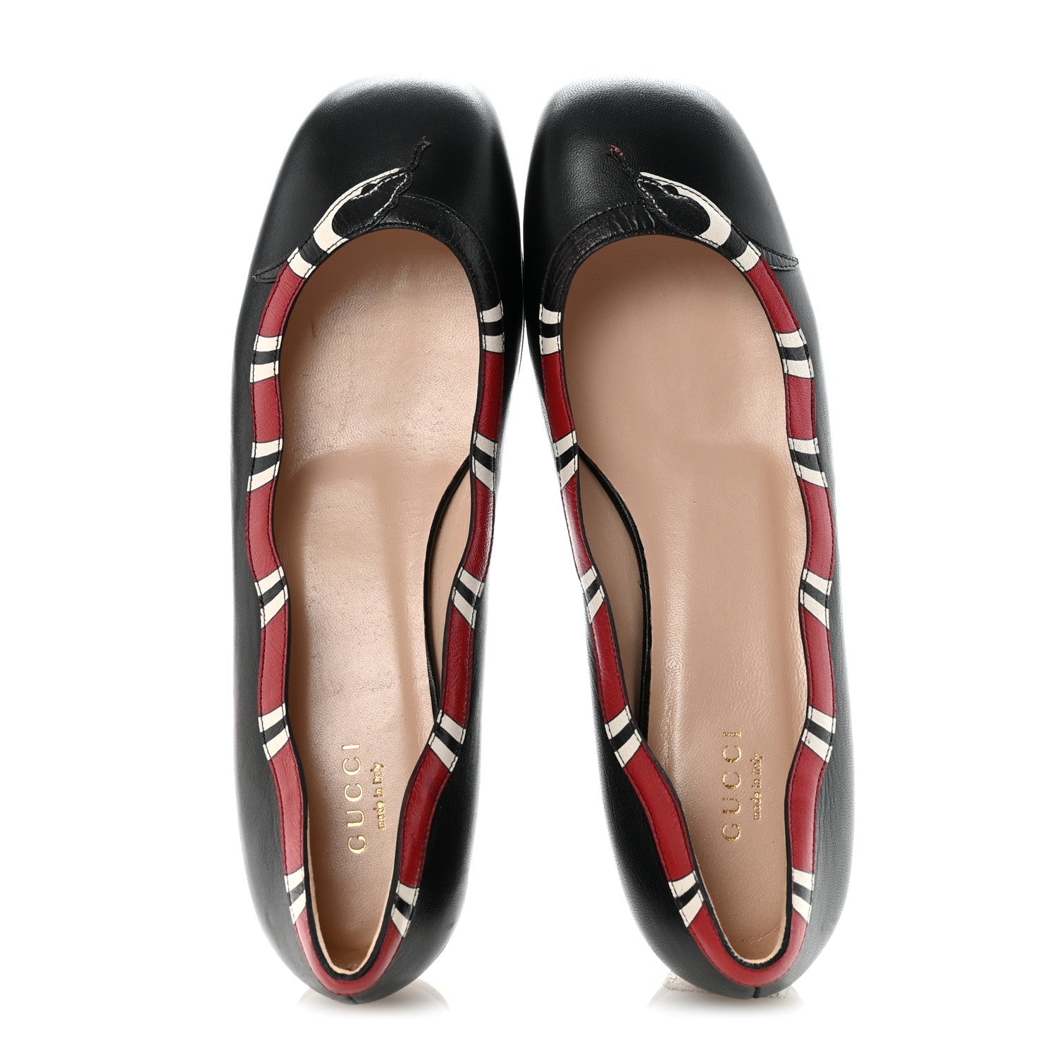 Malaga Kid Snake Ballet Flats 39 Black Hibiscus Red