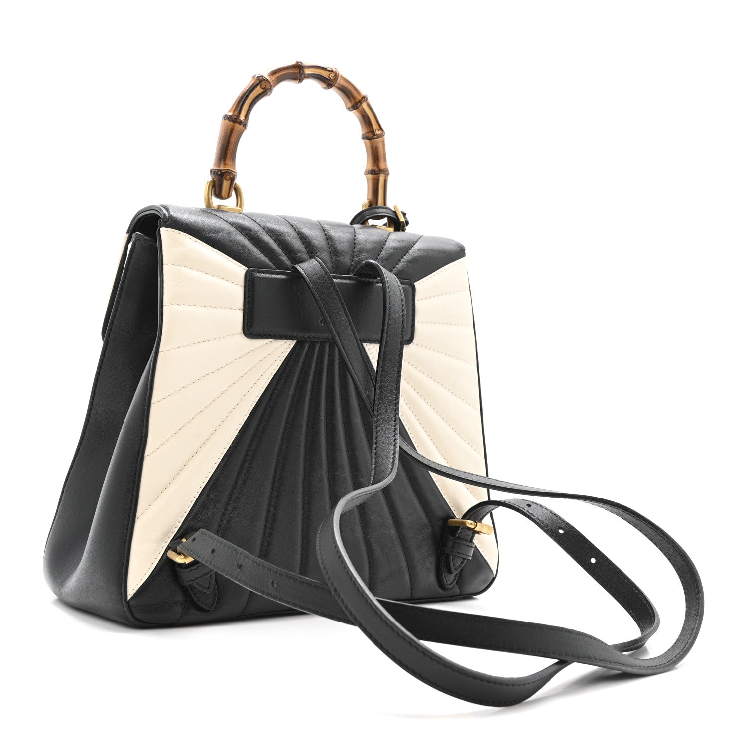 Calfskin Bamboo Trapuntata Queen Margaret Backpack Mystic White Black