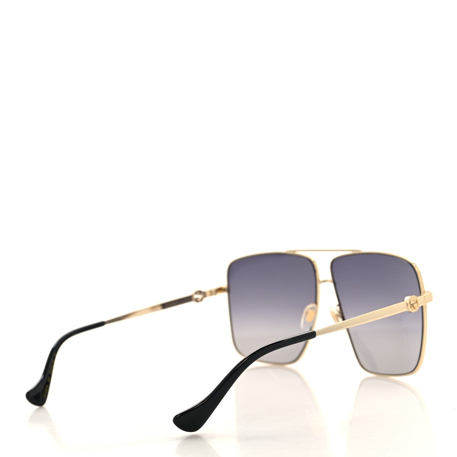Metal Navigator Square Sunglasses GG1087S Gold Black