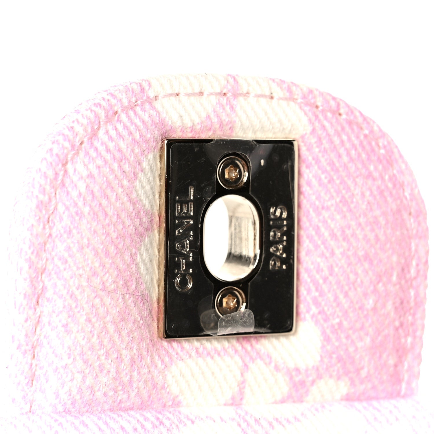 Printed Denim Quilted Flap Bag Pink White