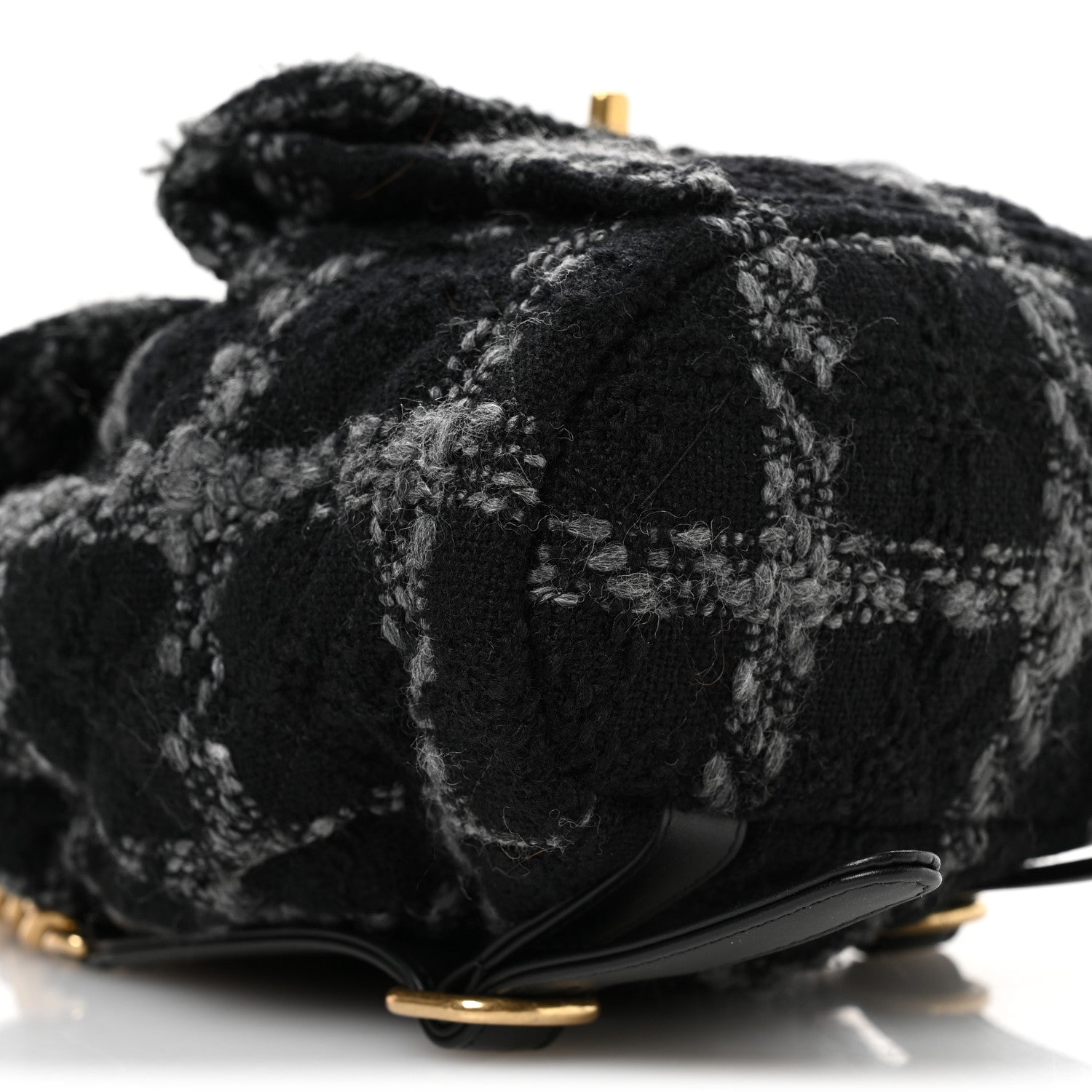 Wool Tweed Elegant Backpack Black Grey