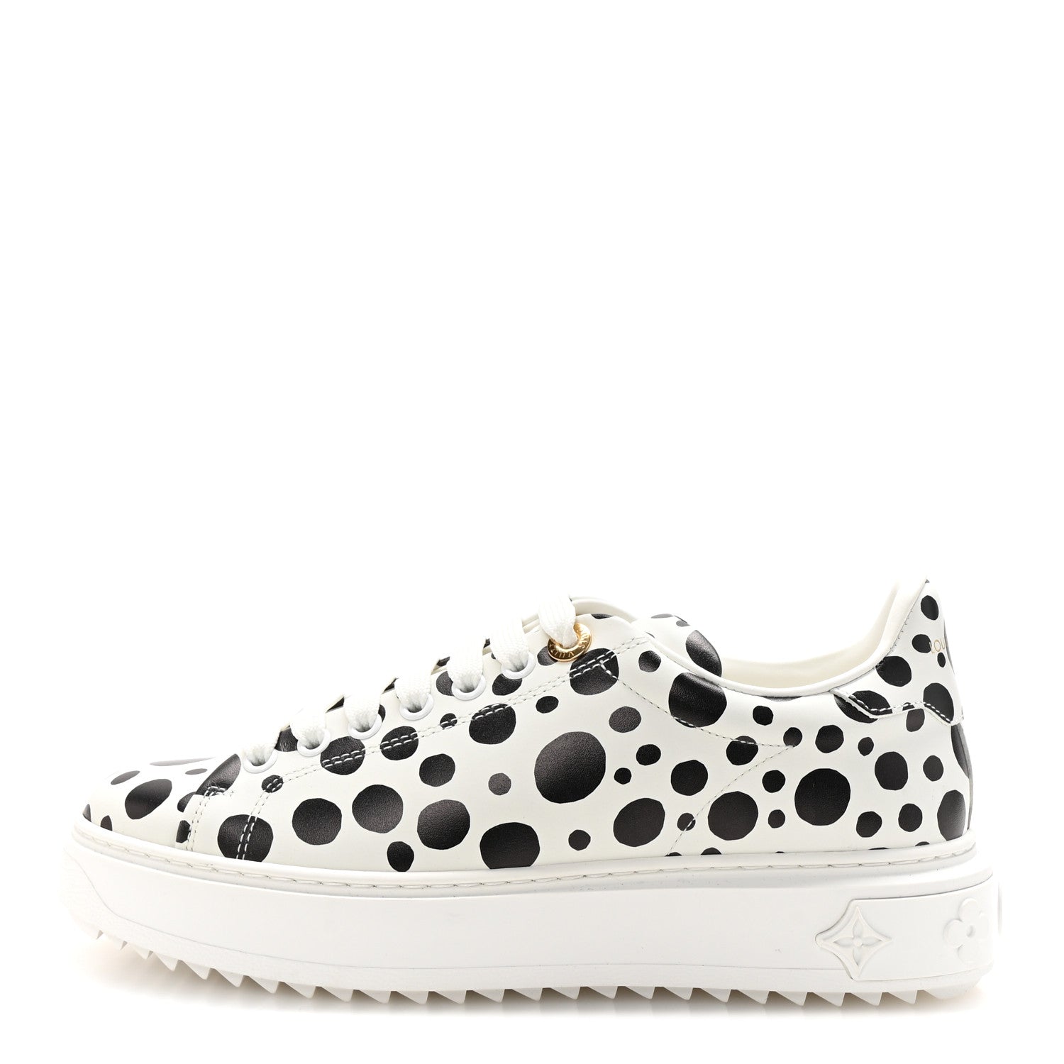 LV X YK Calfskin Printed Infinity Dots Time Out Sneakers 35.5 White