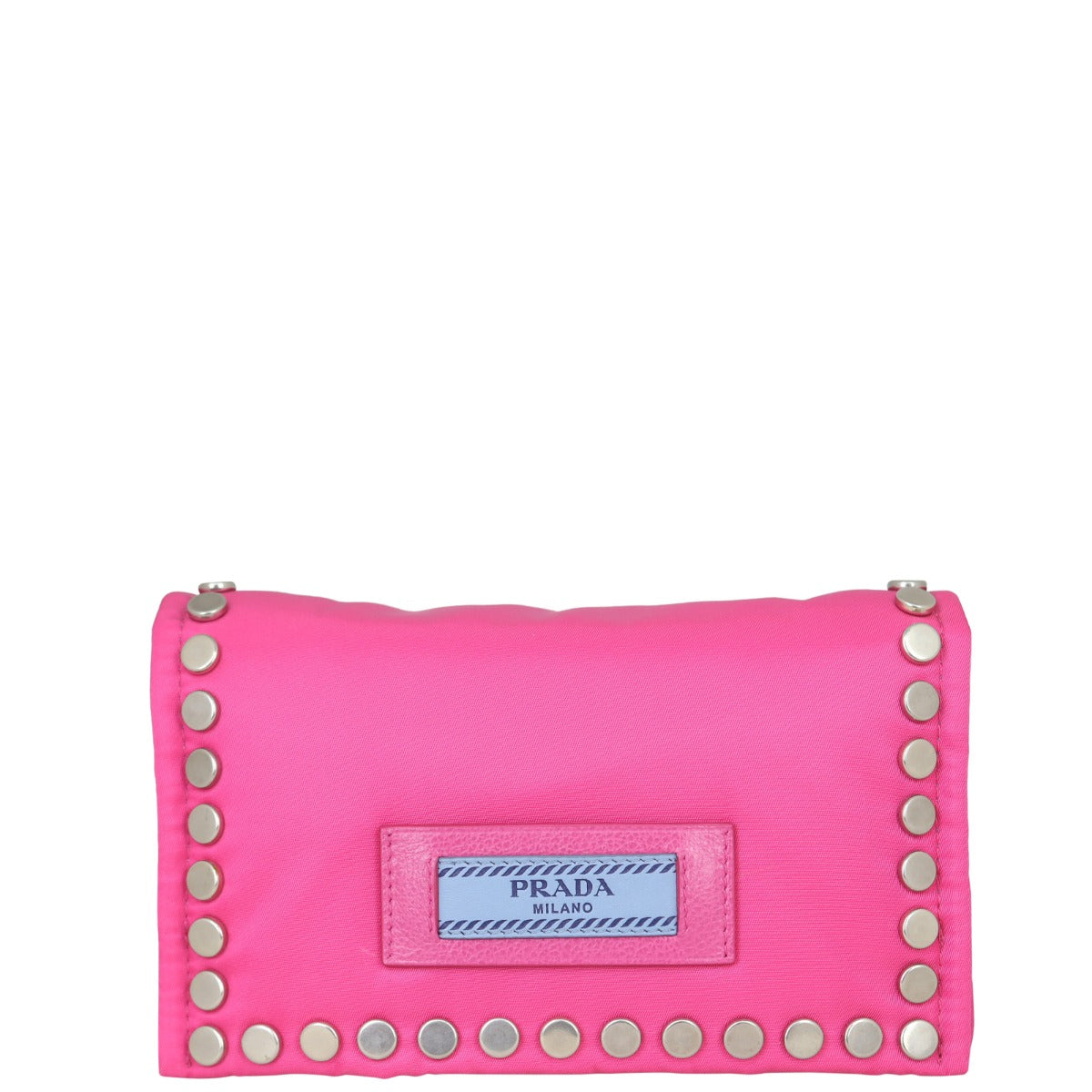 Prada Tessuto Studded Etiquette Mini Crossbody