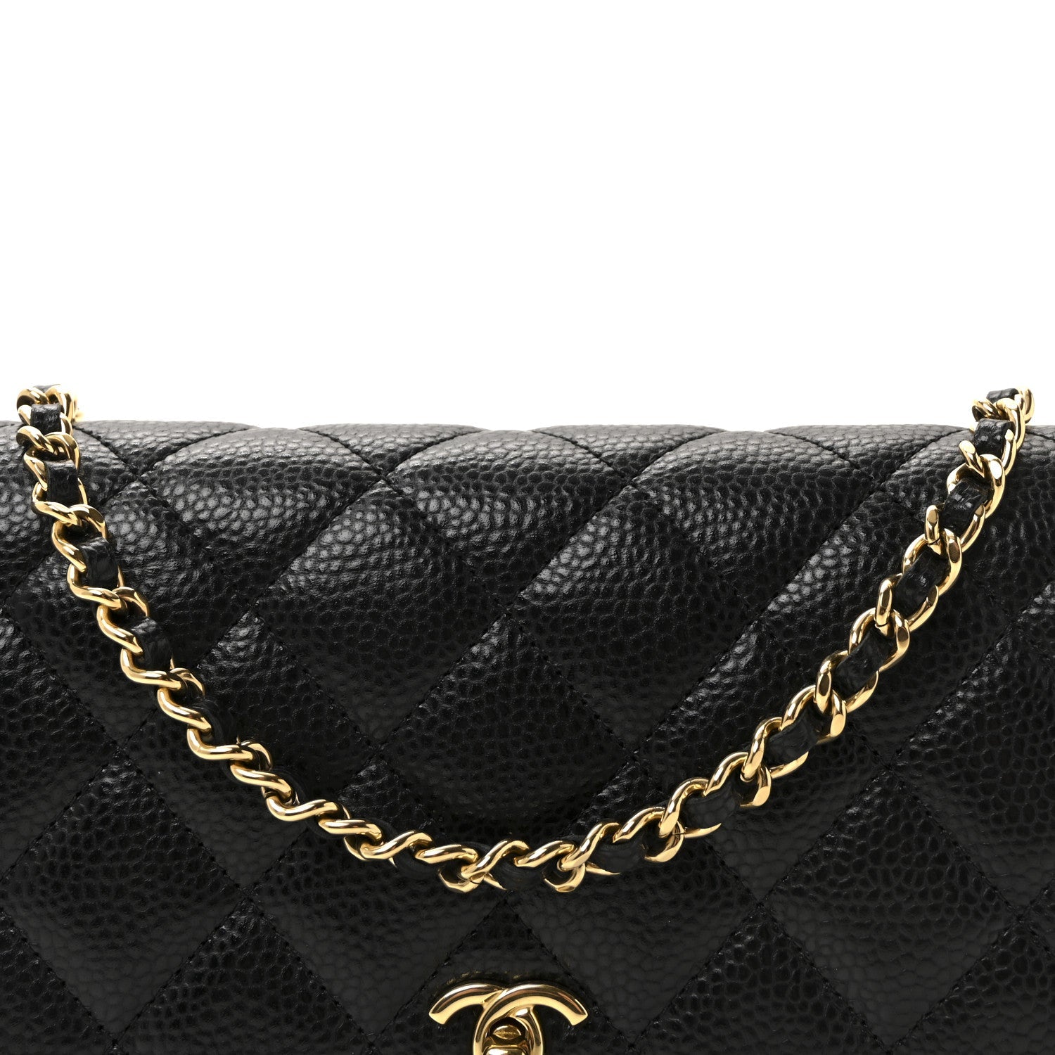 Caviar Quilted CC Turnlock Wallet On Chain WOC Black