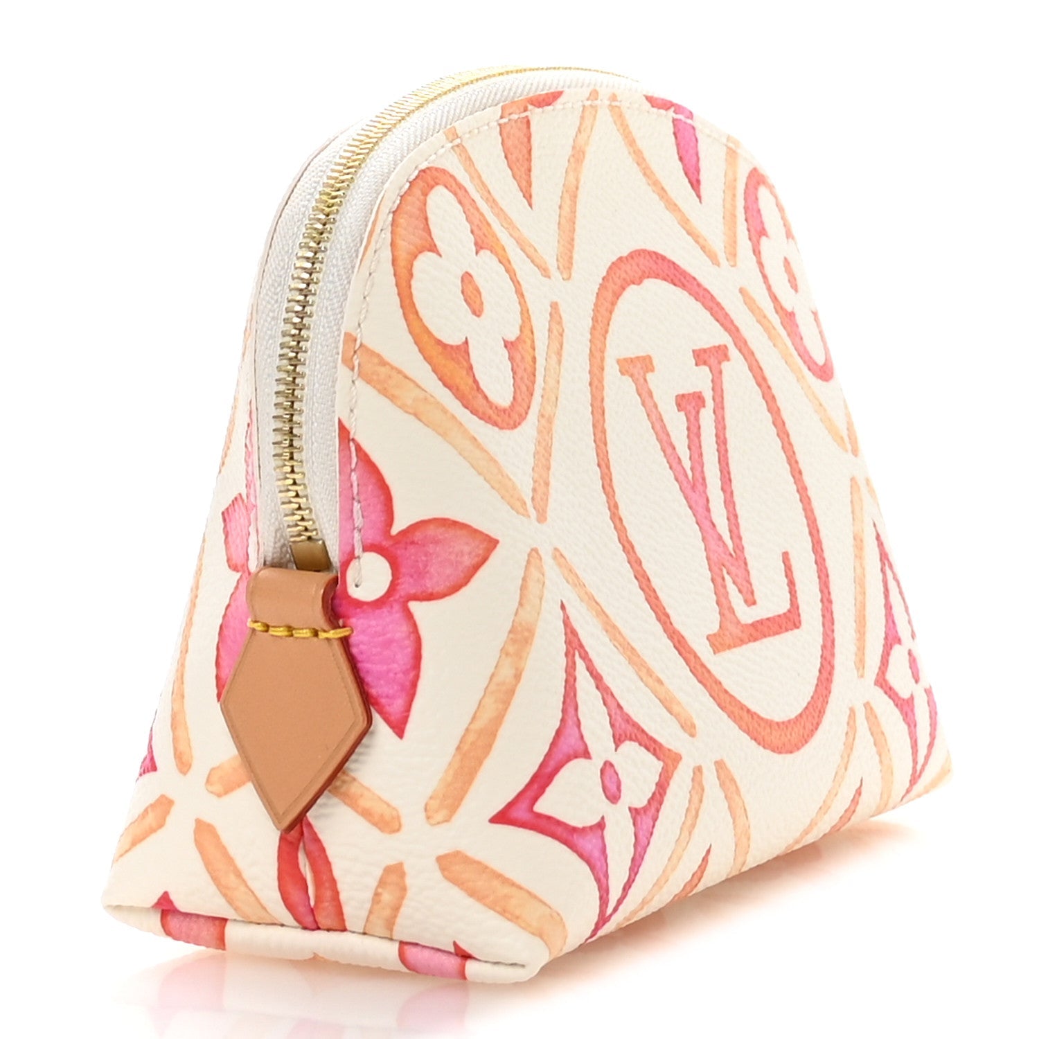 Monogram Tiles By The Pool Cosmetic Pouch Coral