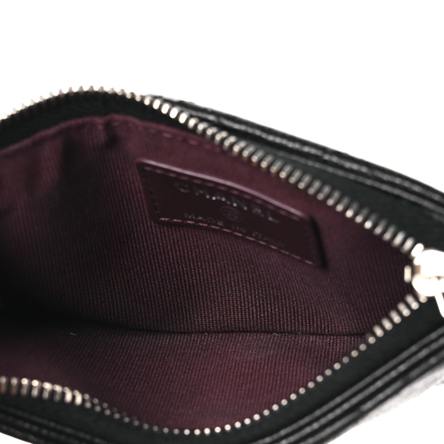 Caviar Quilted Flap Zip Card Holder Black