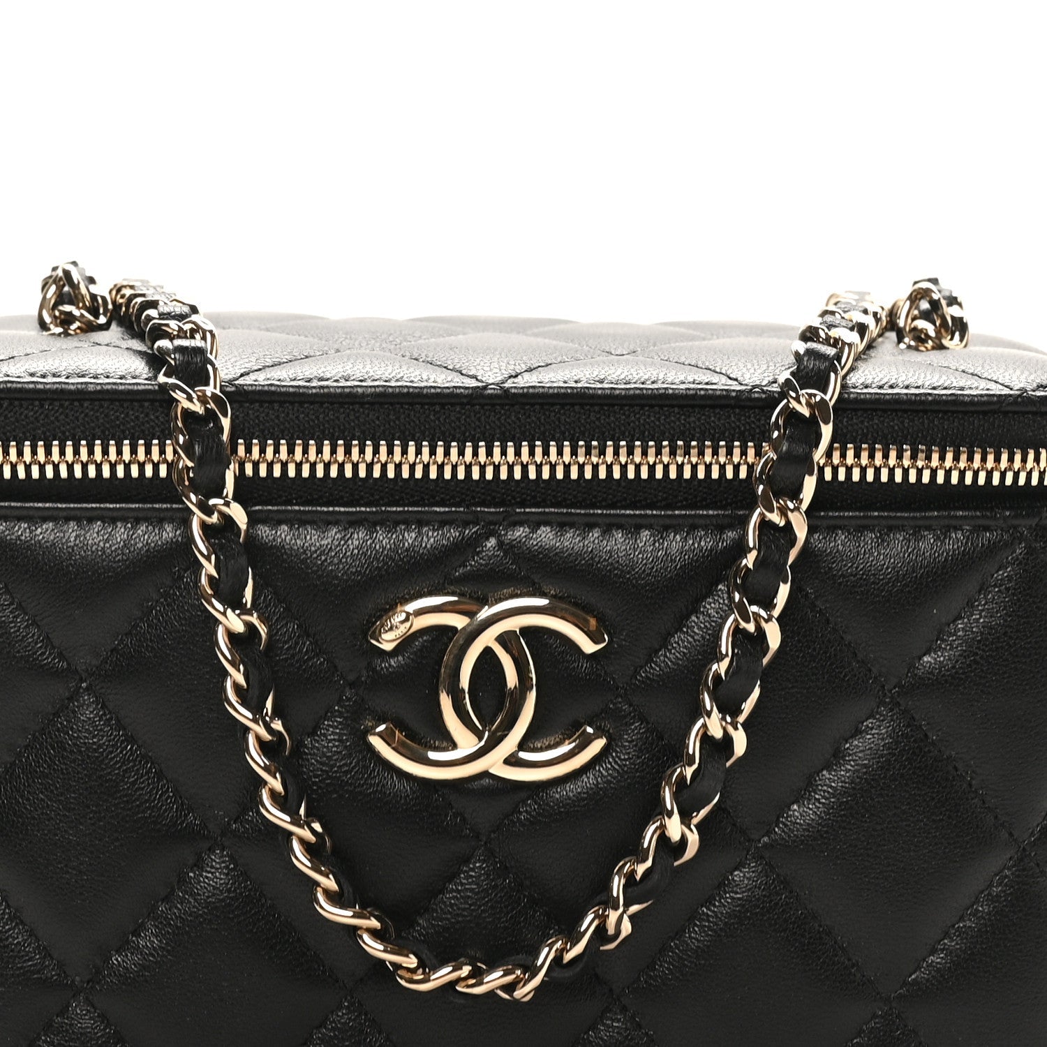 Lambskin Quilted Small CC Vanity Case Black