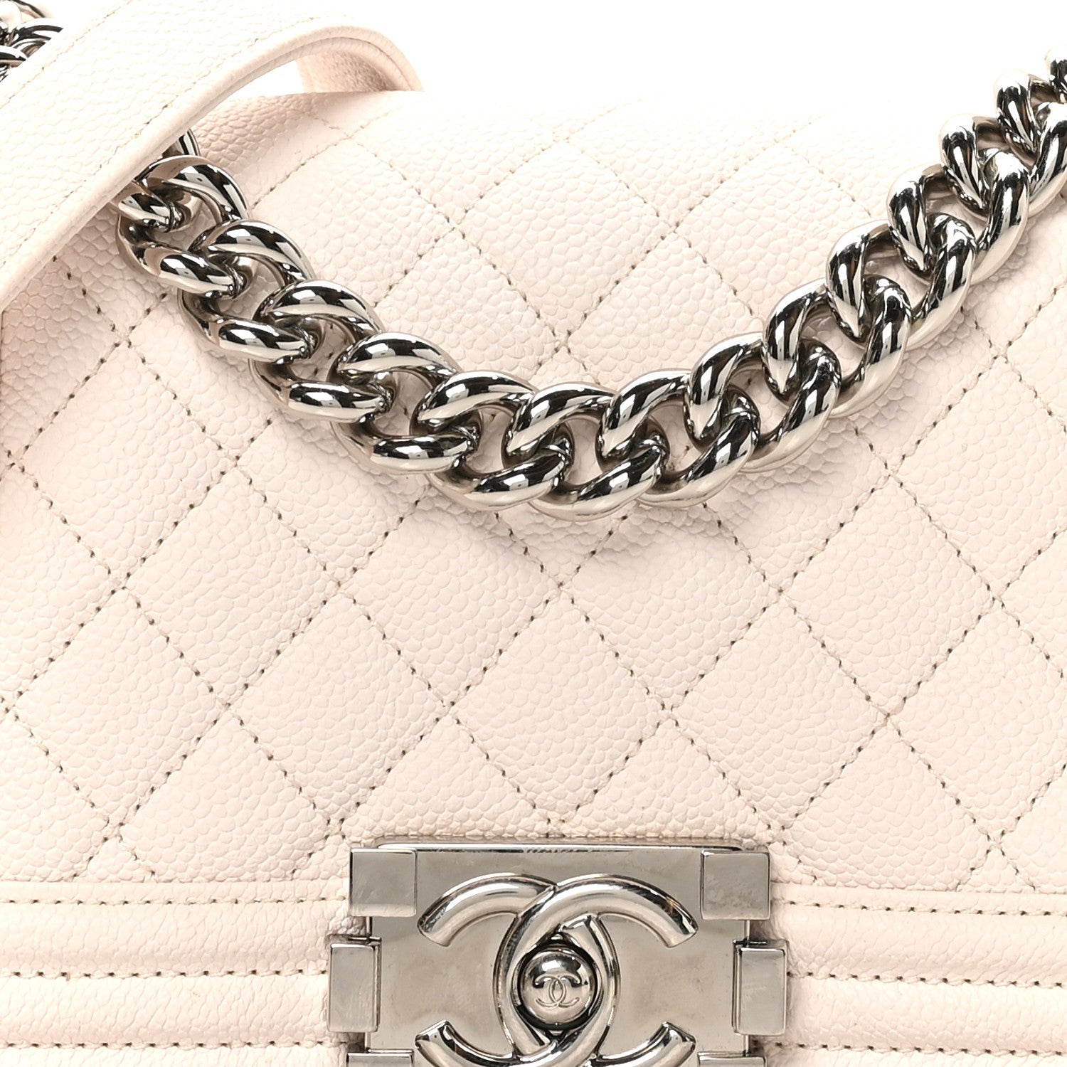 Caviar Quilted Small Boy Flap White