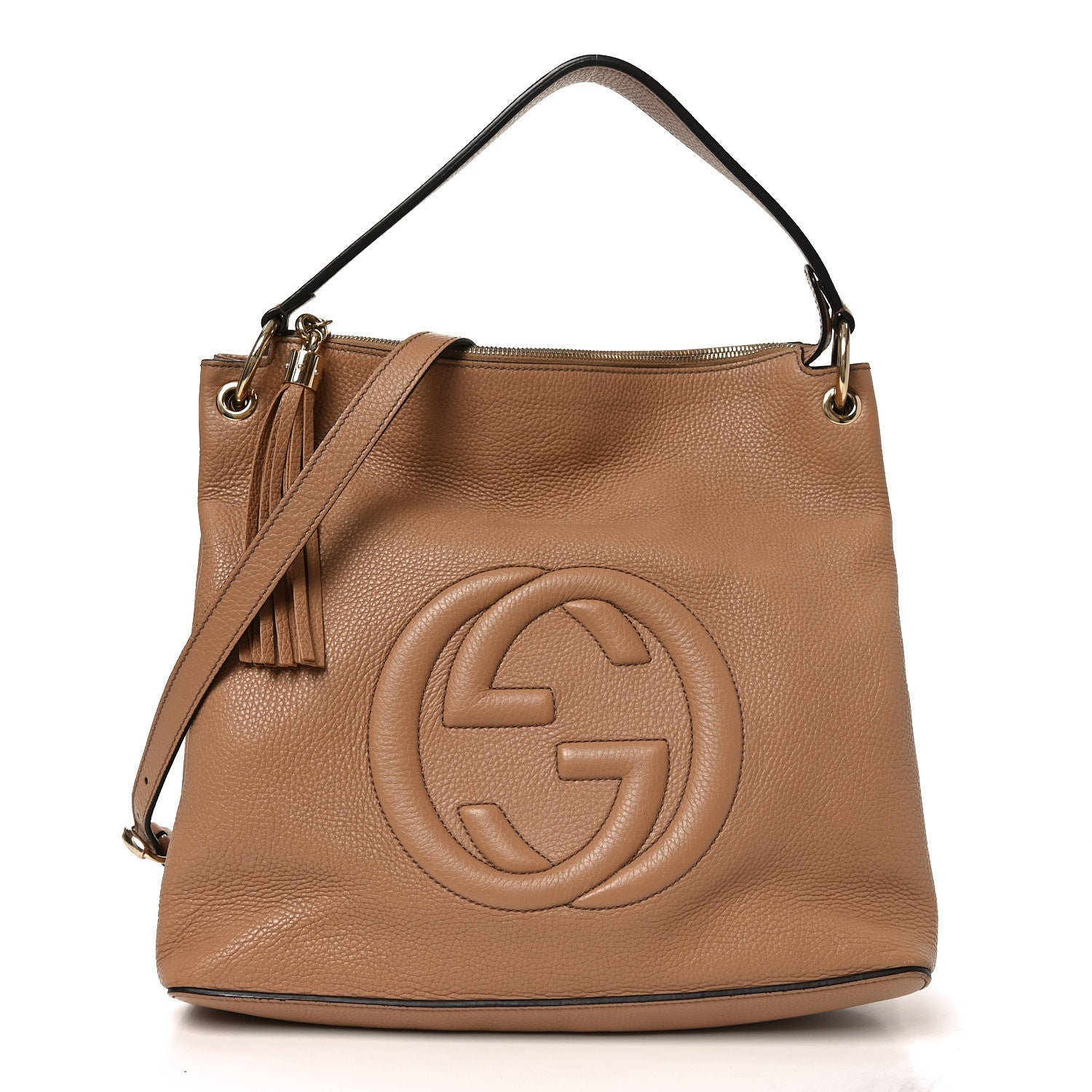Pebbled Calfskin Large Soho Hobo Camelia