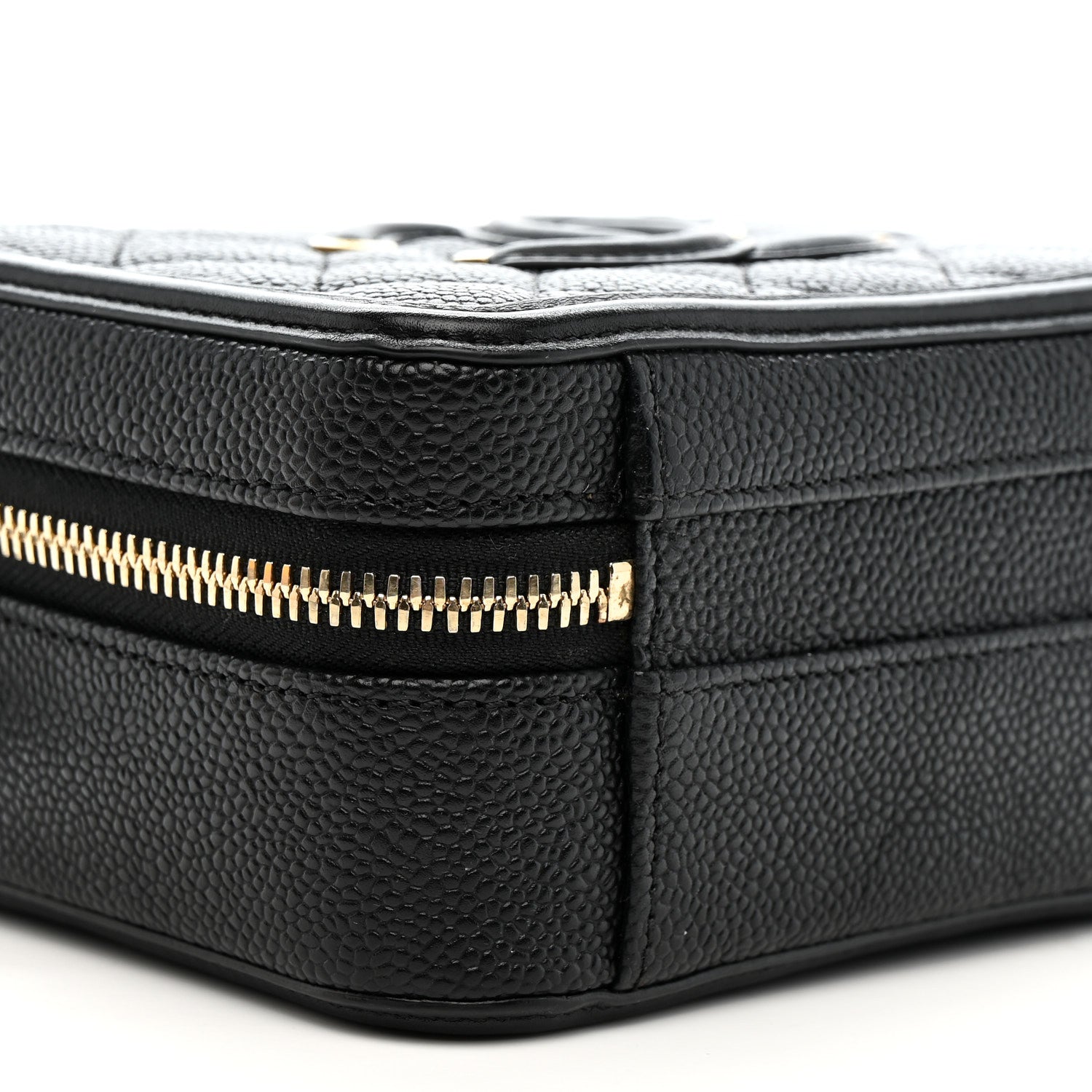 Caviar Quilted Small CC Filigree Vanity Case Black