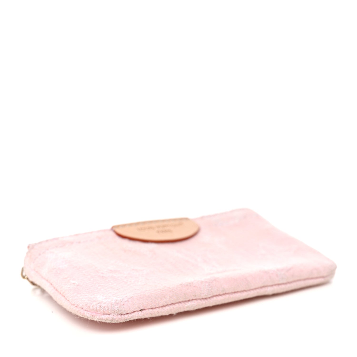 Monogram Denim Key Pouch Washed Pink