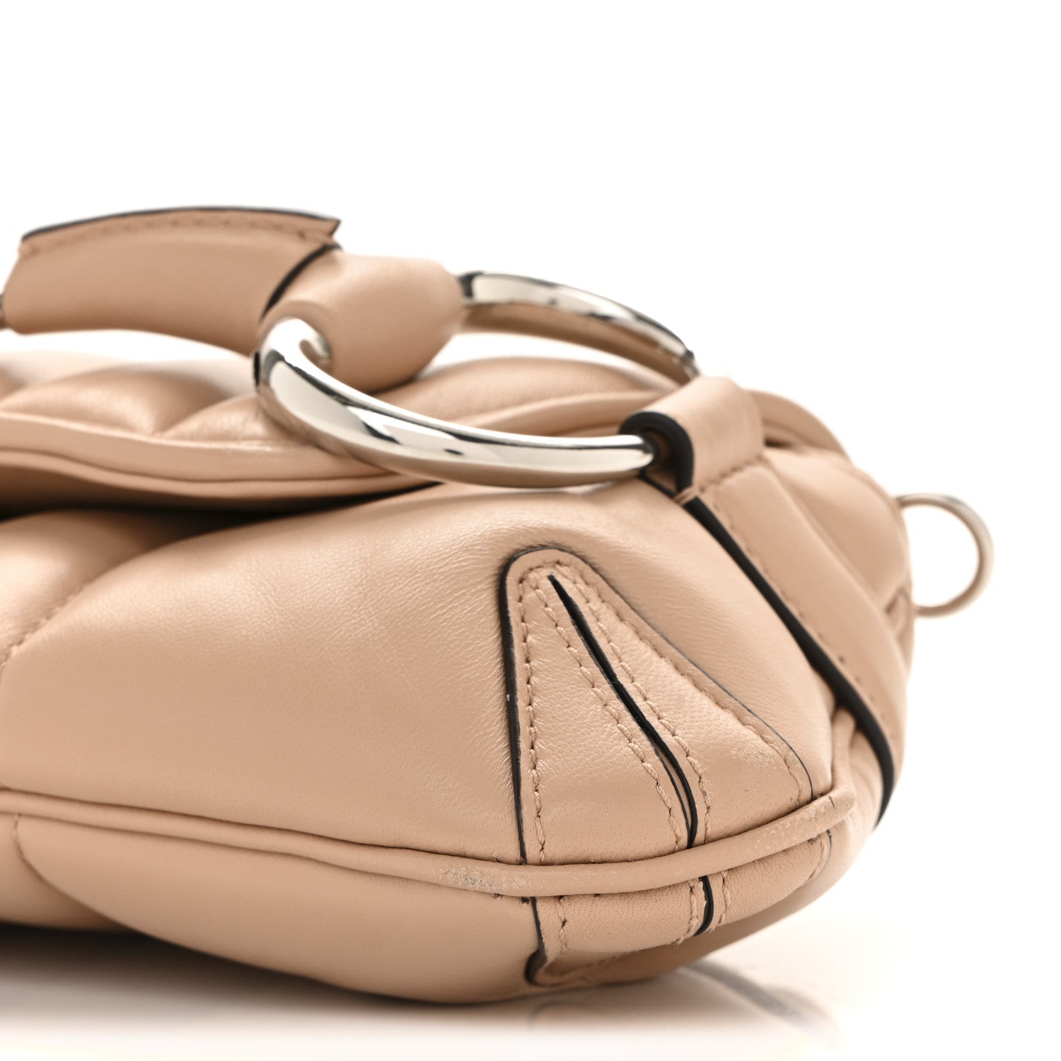 Nappa Vertical Matelasse Small Maxi Horsebit Chain Shoulder Bag Beige