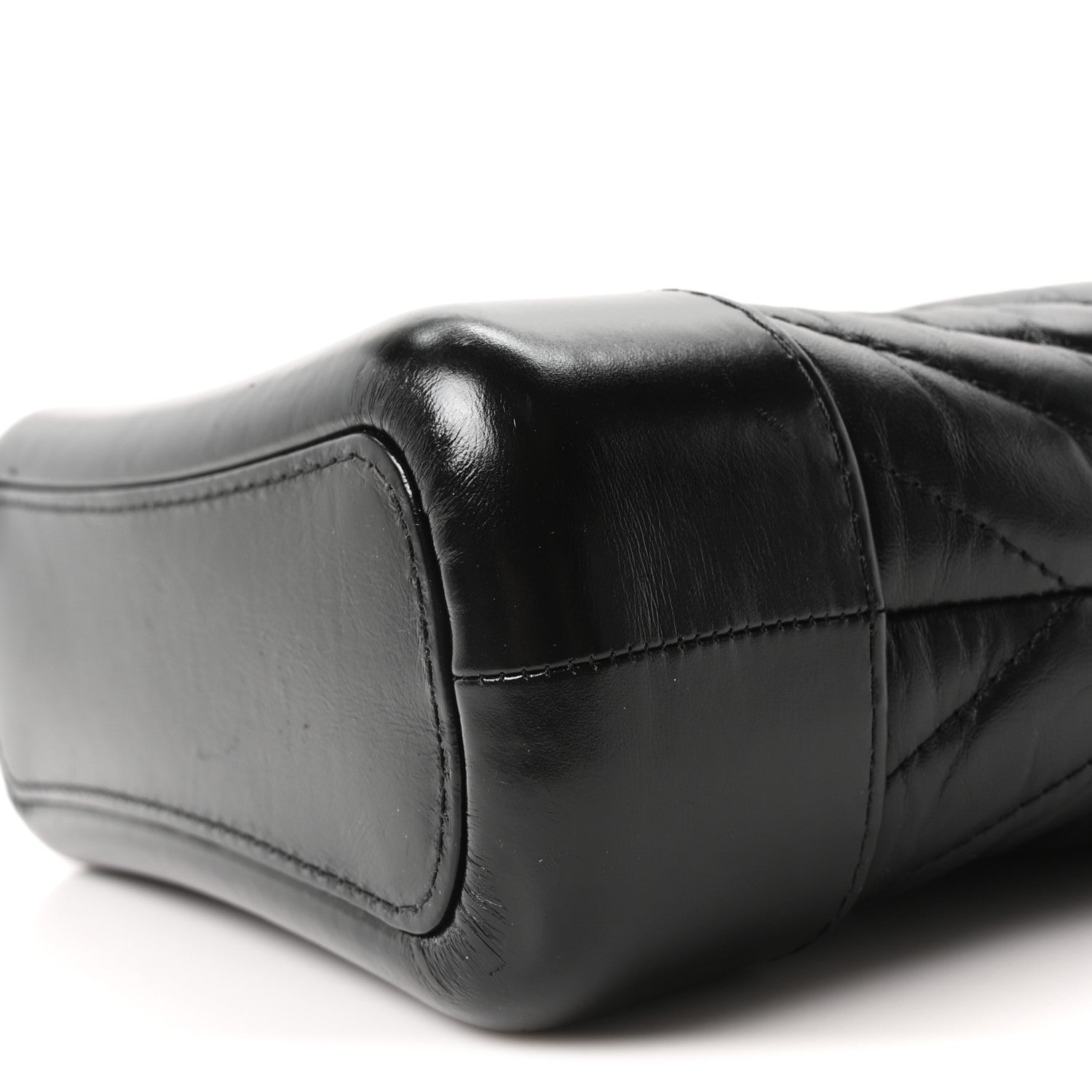 Aged Calfskin Chevron Quilted Small Gabrielle Hobo Black