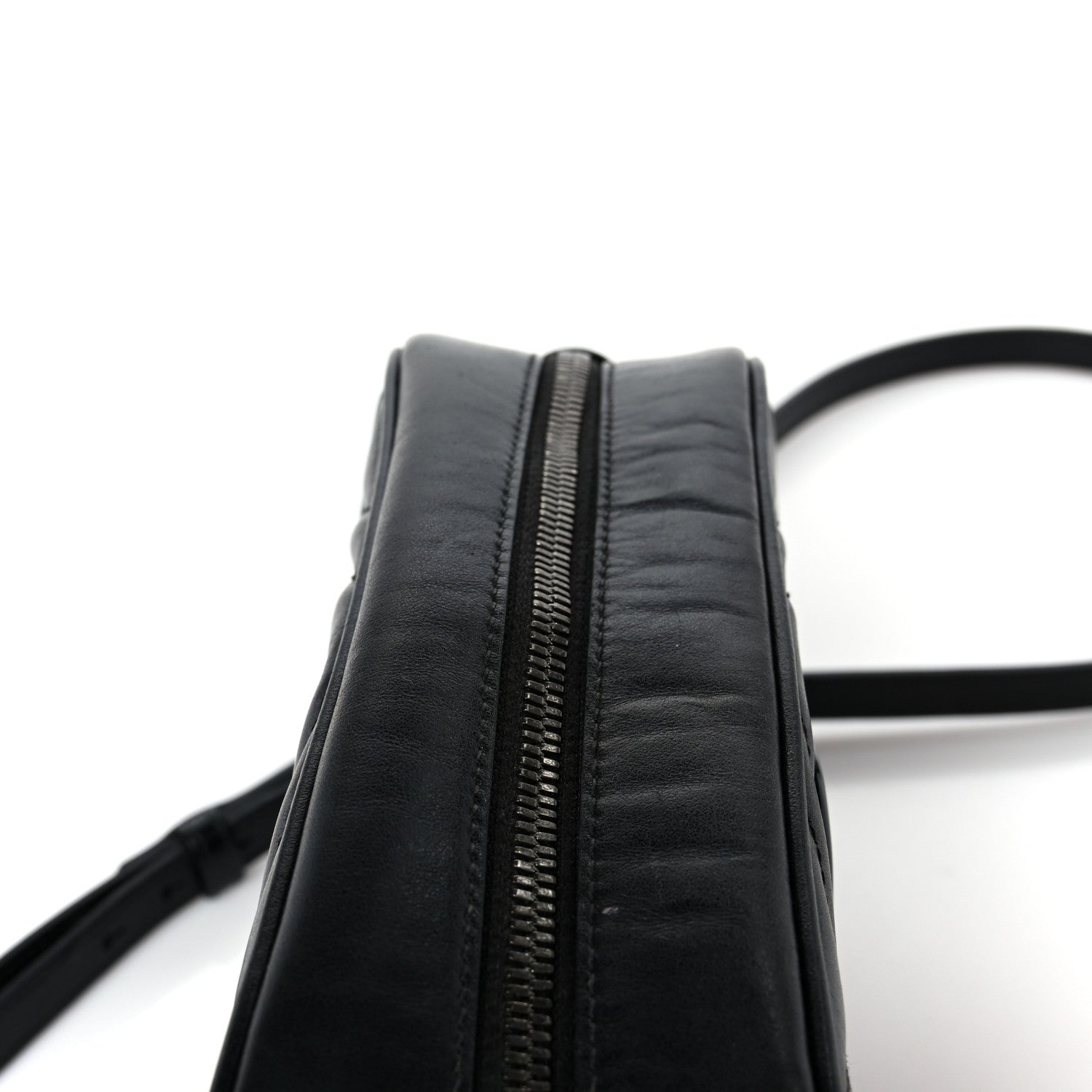 Calfskin Matelasse Monochrome Small GG Marmont Chain Shoulder Bag Black