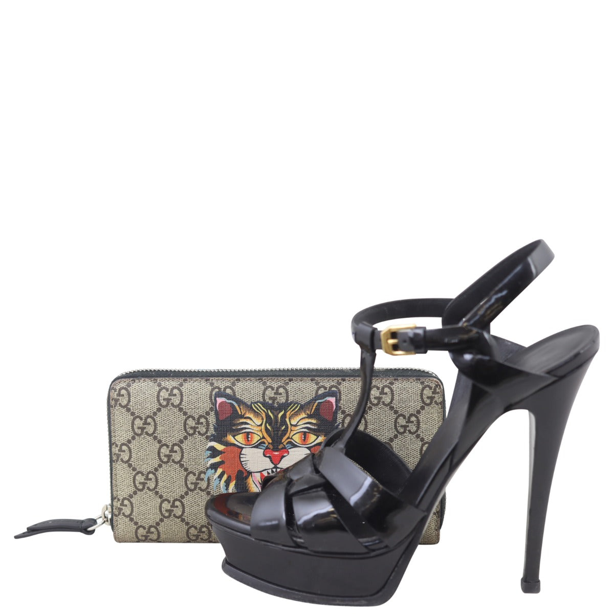 Gucci GG Supreme Angry Cat Zip Around Wallet