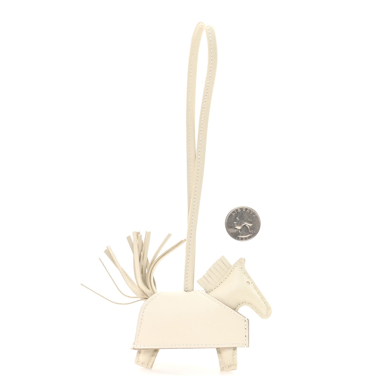 Milo Lambskin Studded Grigri Rodeo Robeo Rock Horse Bag Charm PM Craie