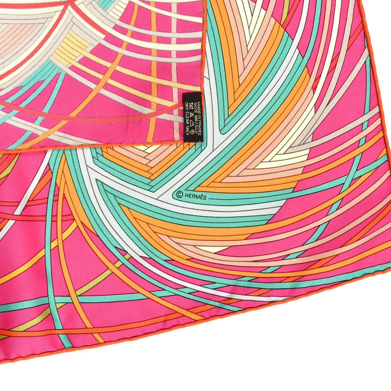 Silk L'Art Du Temari Scarf 90 Orange Fuchsia Vert
