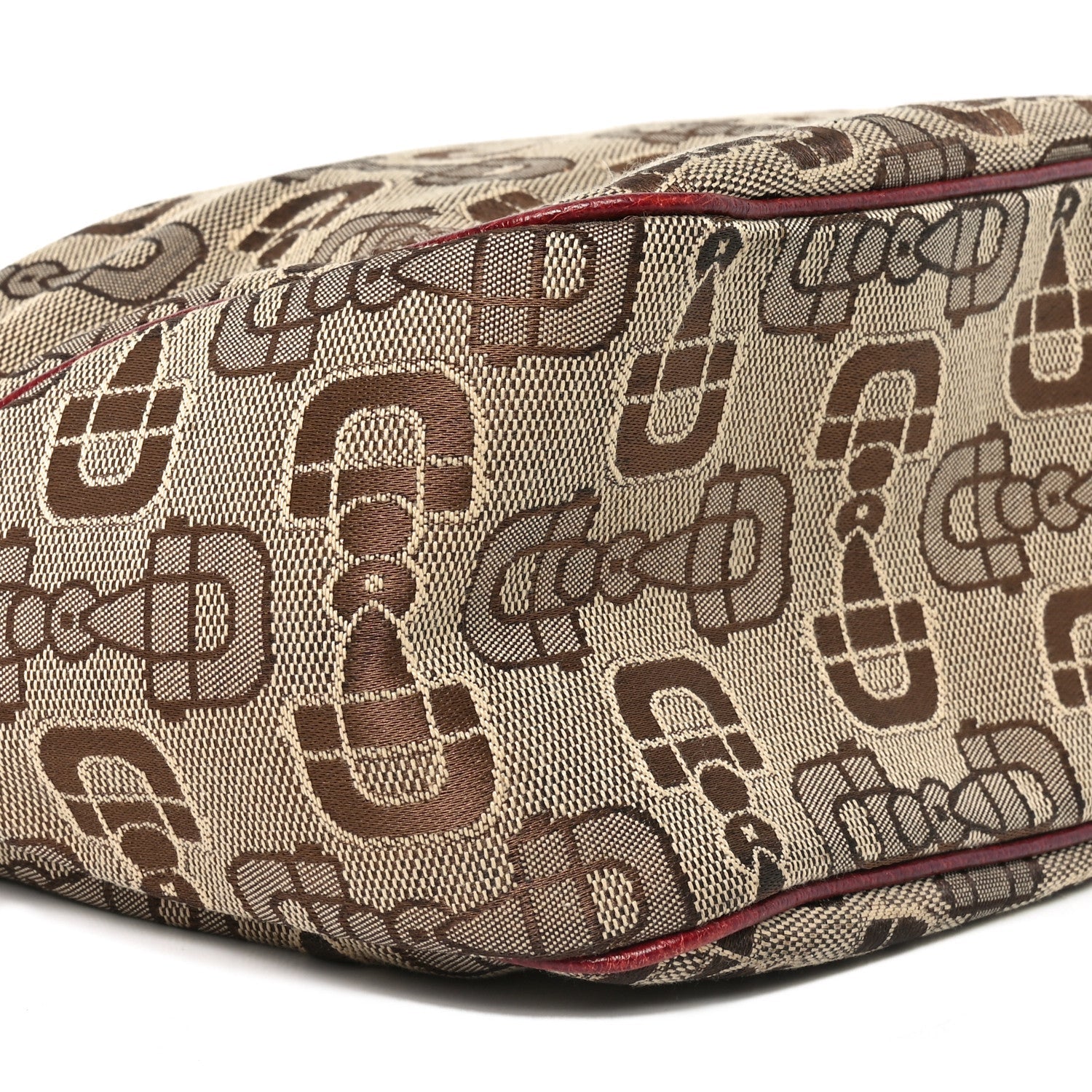 Canvas Horsebit Print Piston Lock Tote Red