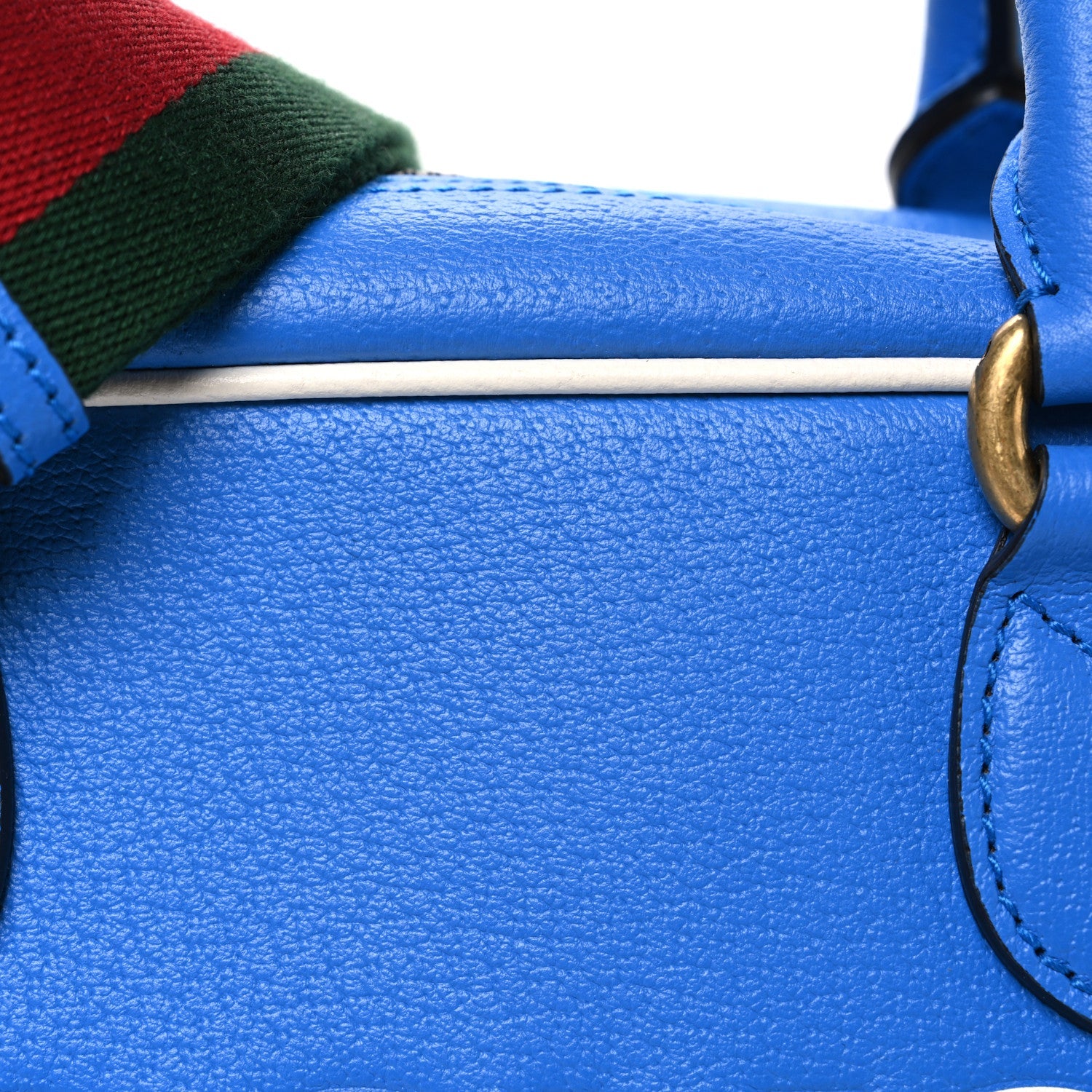X ADIDAS Textured Dollar Calfskin Web Trefoil Logo Embossed Mini Bowling Bag Blue