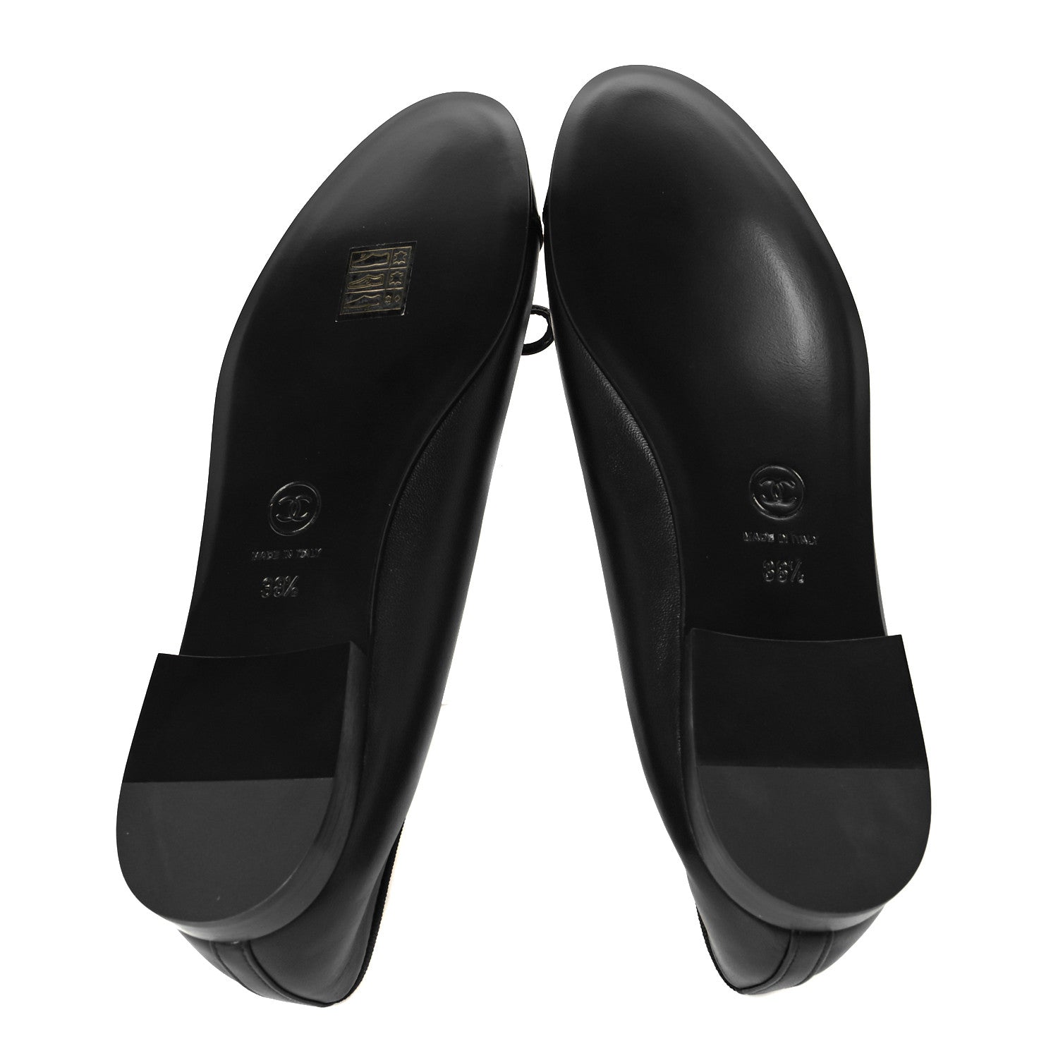Lambskin Patent Cap Toe Ballerina Flats 38.5 Black