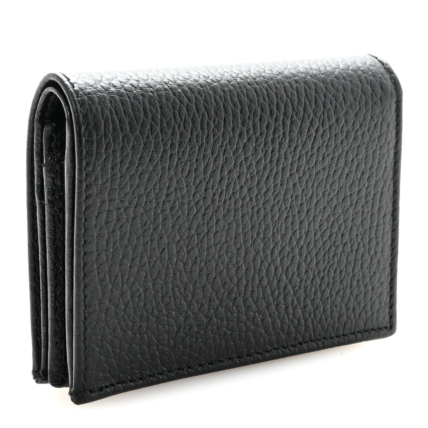 Dollar Calfskin Enamel Monochrome GG Marmont Card Case Black