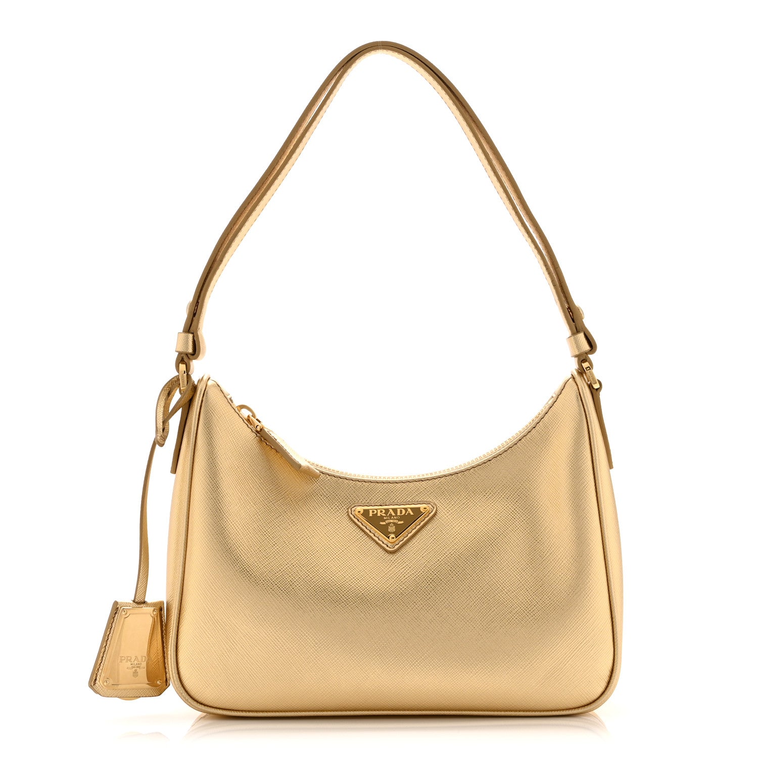 Saffiano Lux Mini Re-Edition Shoulder Bag Platino