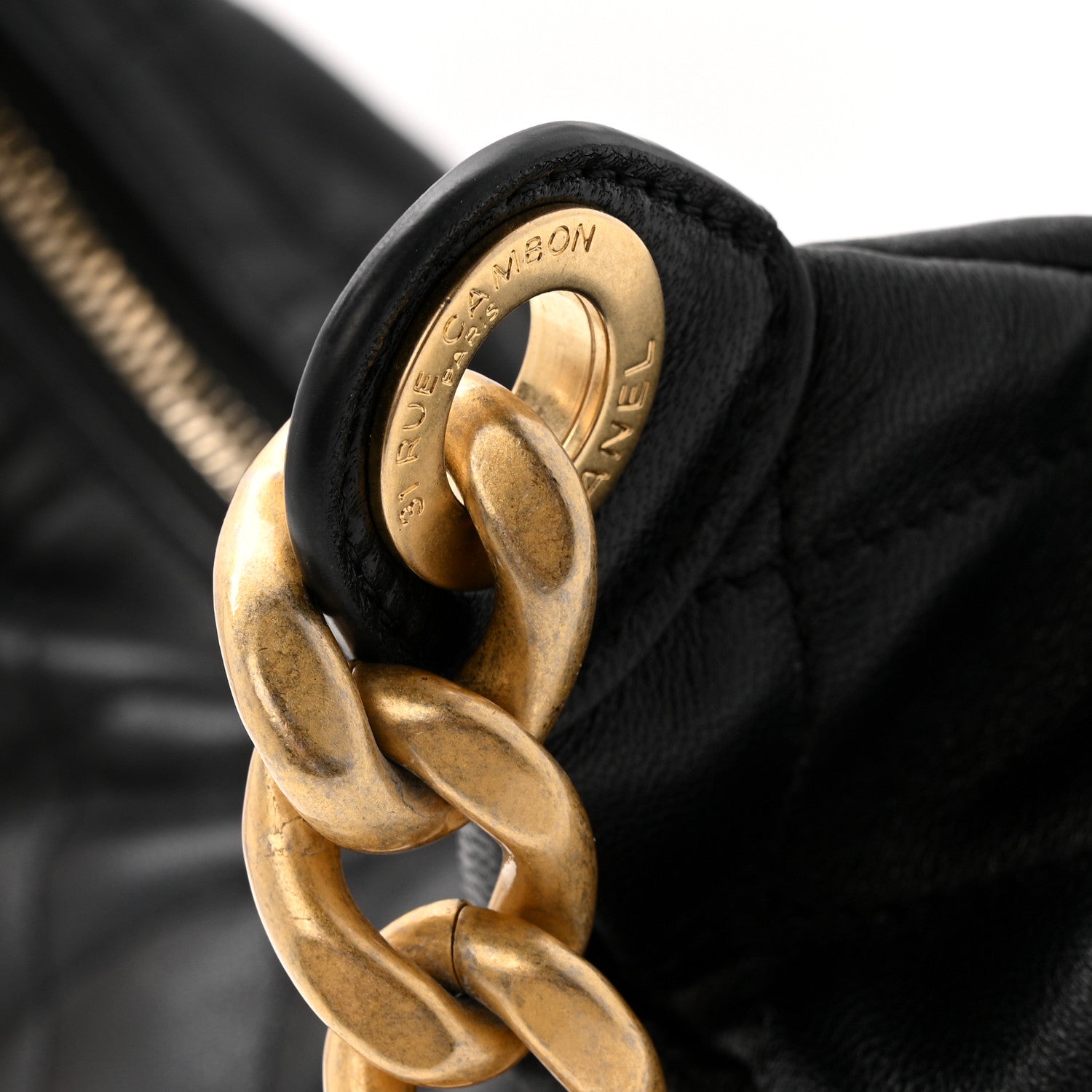 Shiny Lambskin Quilted Trendy Pockets Hobo Black