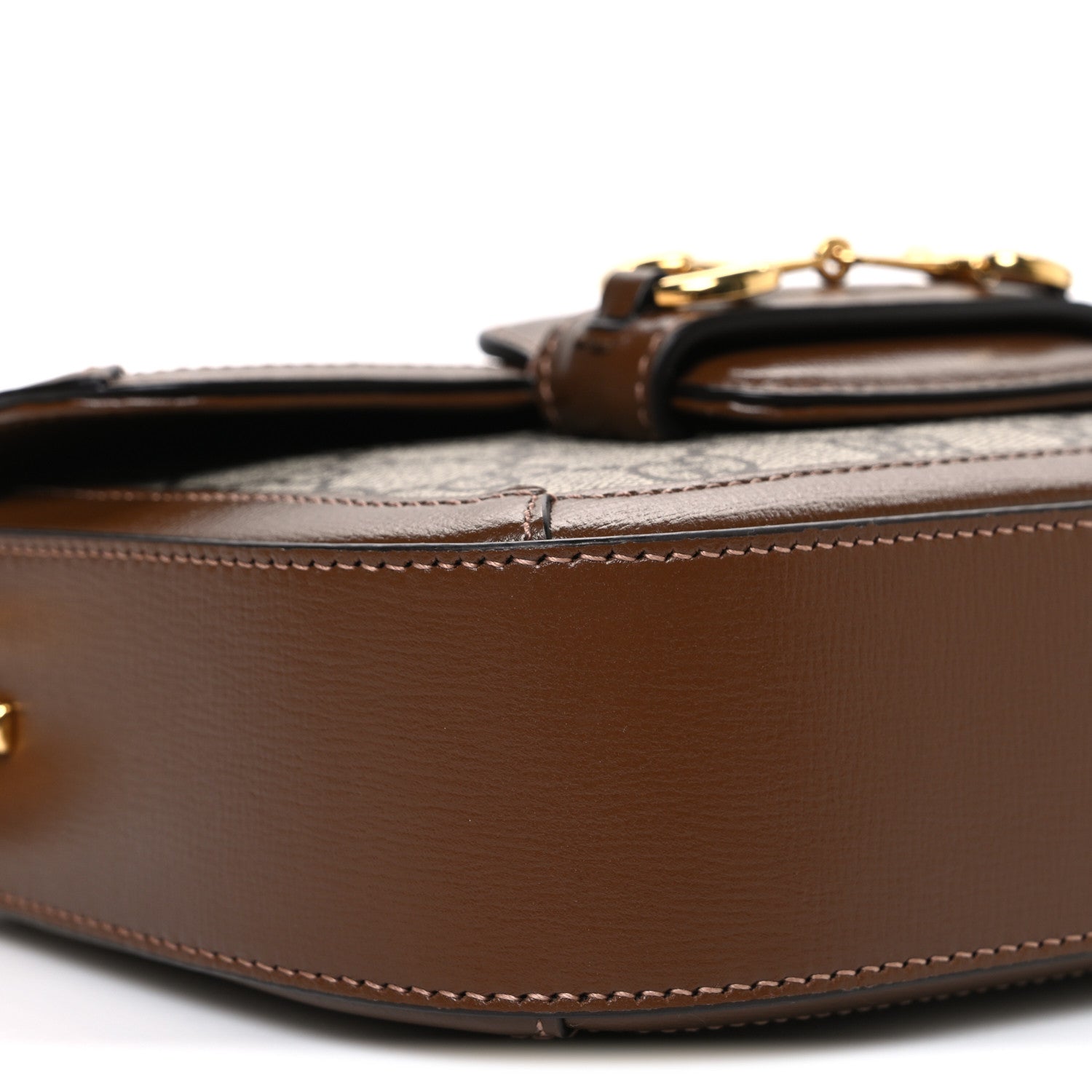GG Supreme Monogram Web Mini Horsebit 1955 Shoulder Bag Beige Brown Sugar