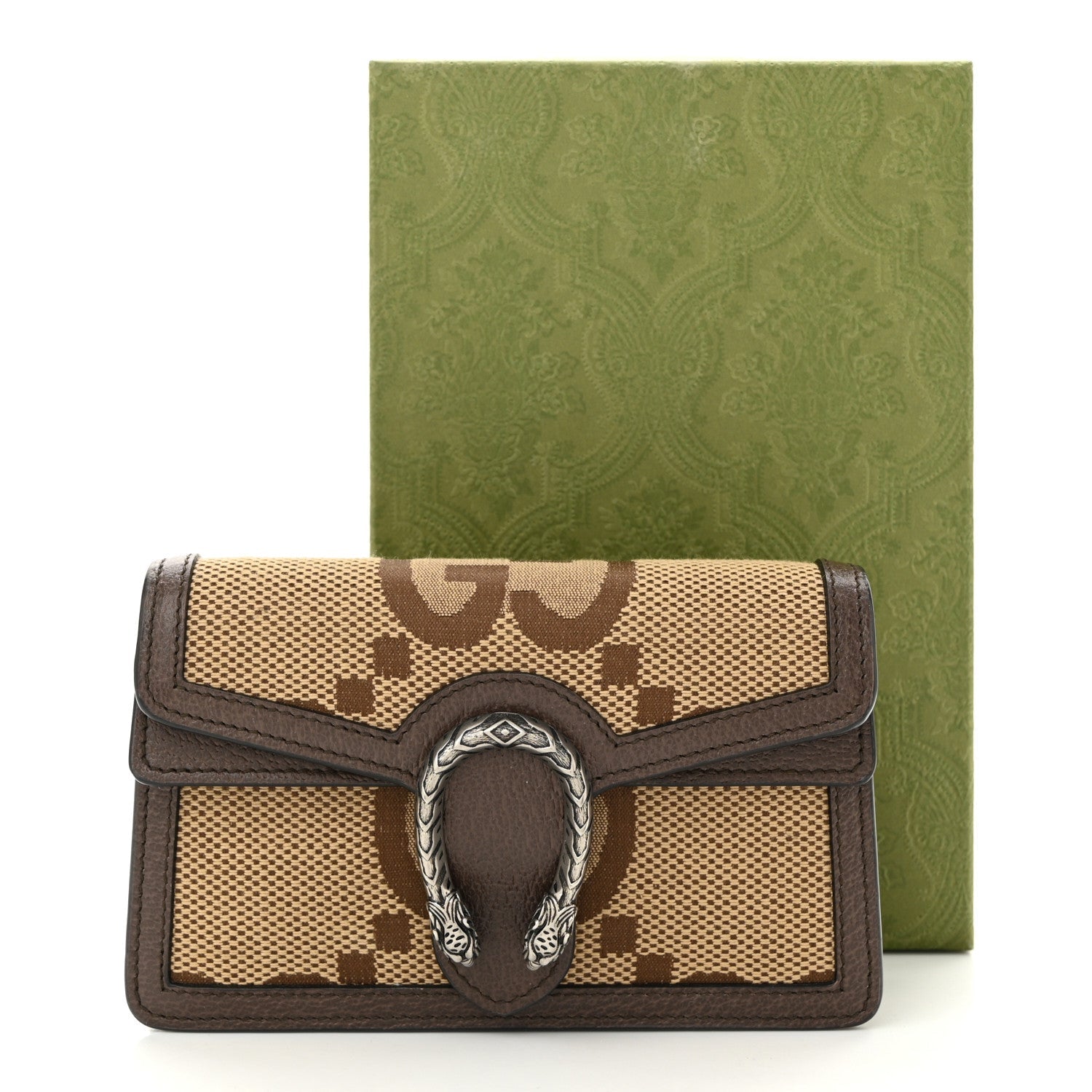 Monogram Jumbo GG Textured Dollar Calfskin Super Mini Dionysus Shoulder Bag Camel Ebony New Acero