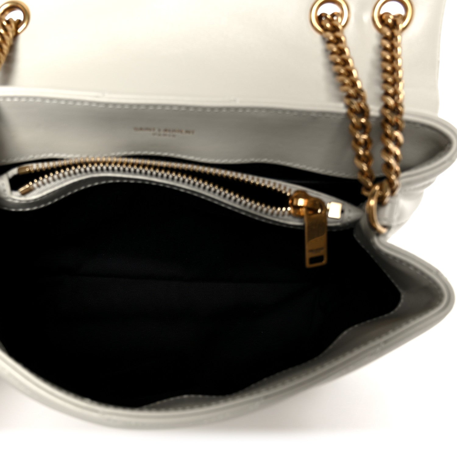 Calfskin Y Quilted Monogram Small Loulou Chain Satchel Blanc Vintage