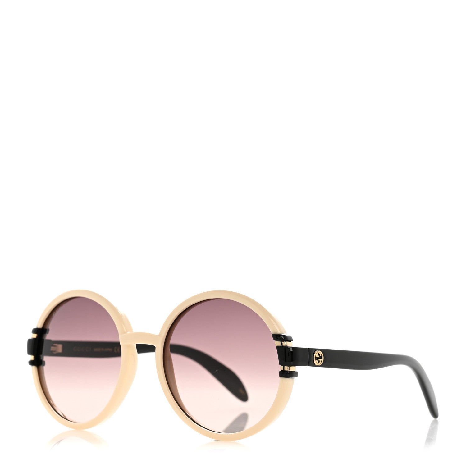 Acetate Round Sunglasses GG1067S White Black