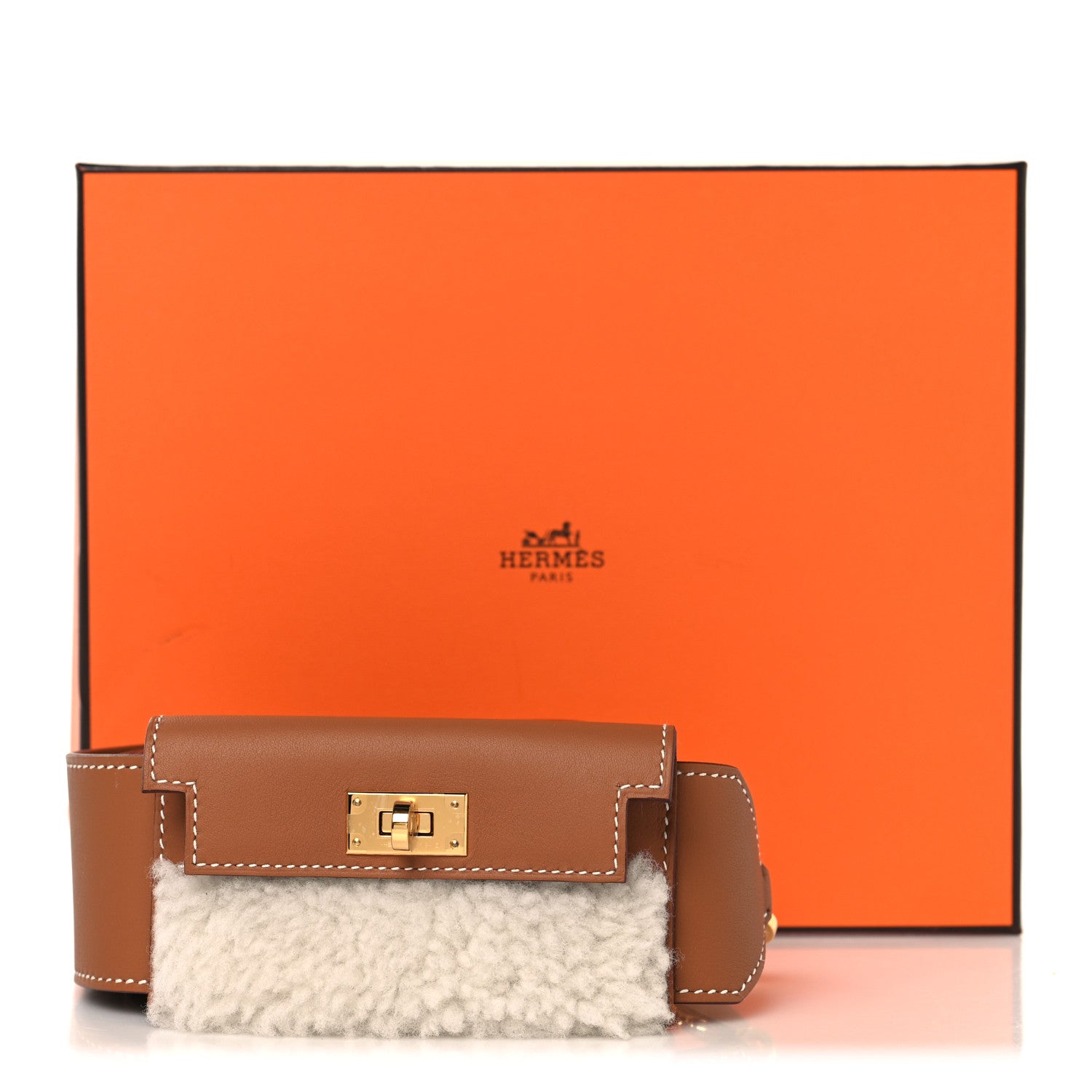 Swift Shearling Kelly Pocket Plush Shoulder Strap Gold