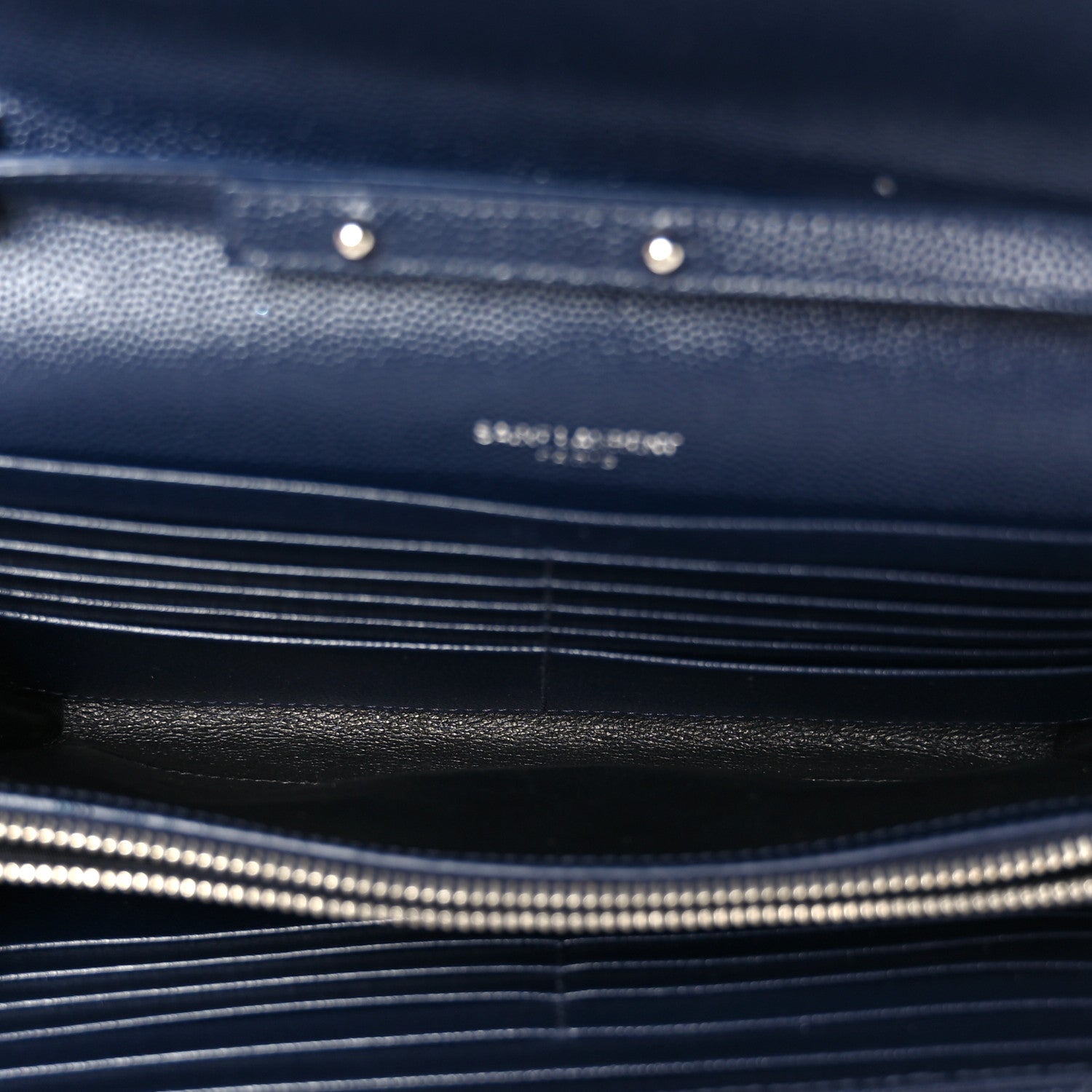 Grain De Poudre Matelasse Chevron Monogram Chain Wallet Deep Marine