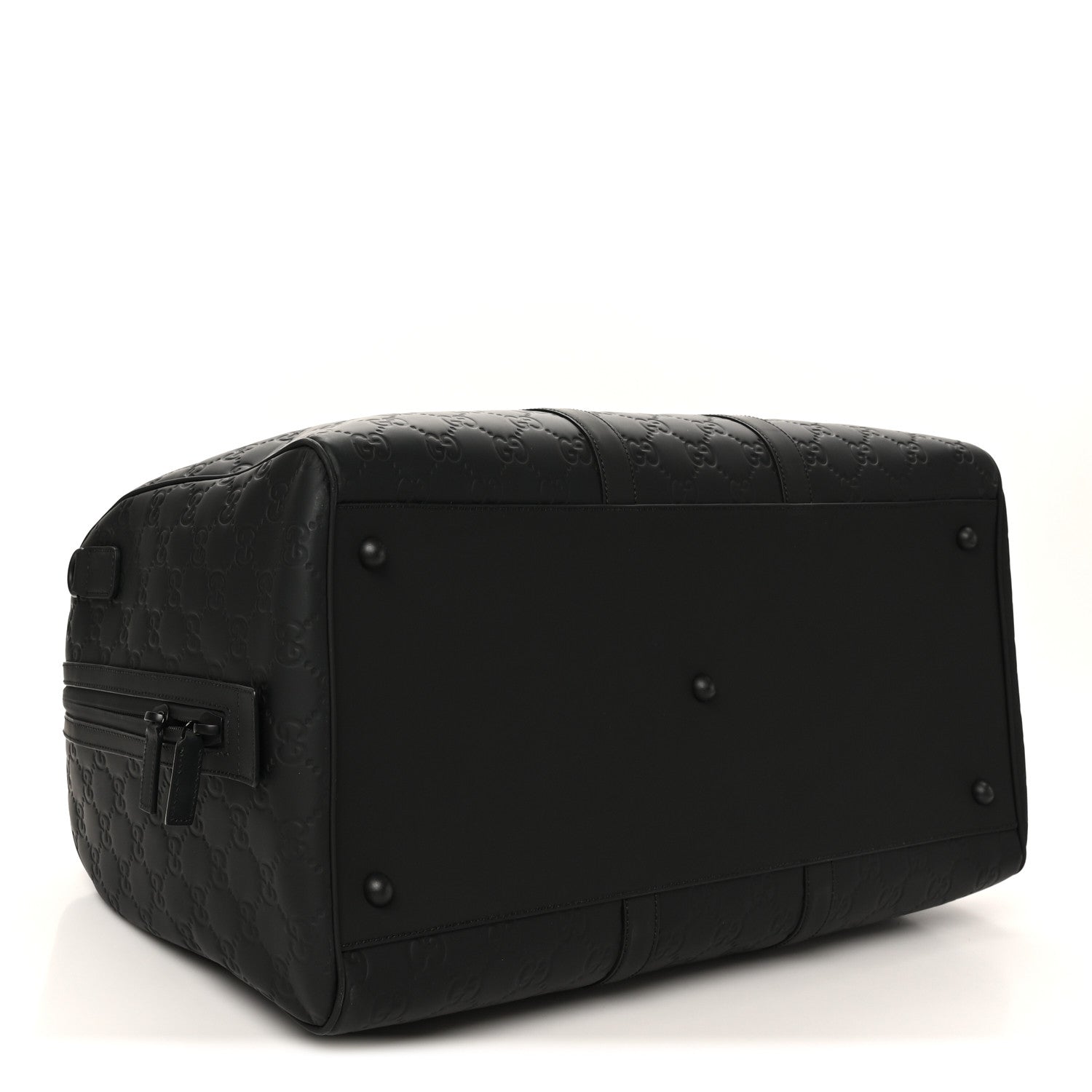 Rubber Effect GG Embossed Large Duffle Bag Black