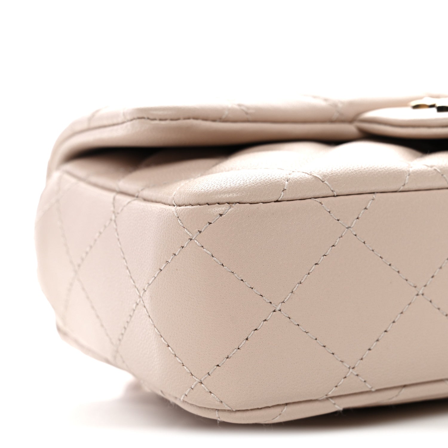 Lambskin Quilted Mini Rectangular Flap Beige