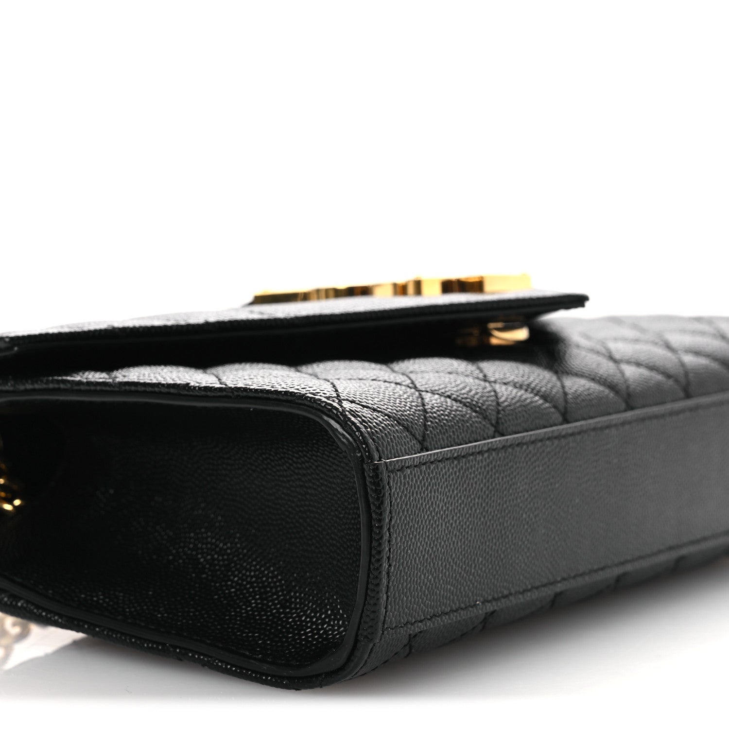 Grain De Poudre Textured Mixed Matelasse Triquilt Small Monogram Satchel Black